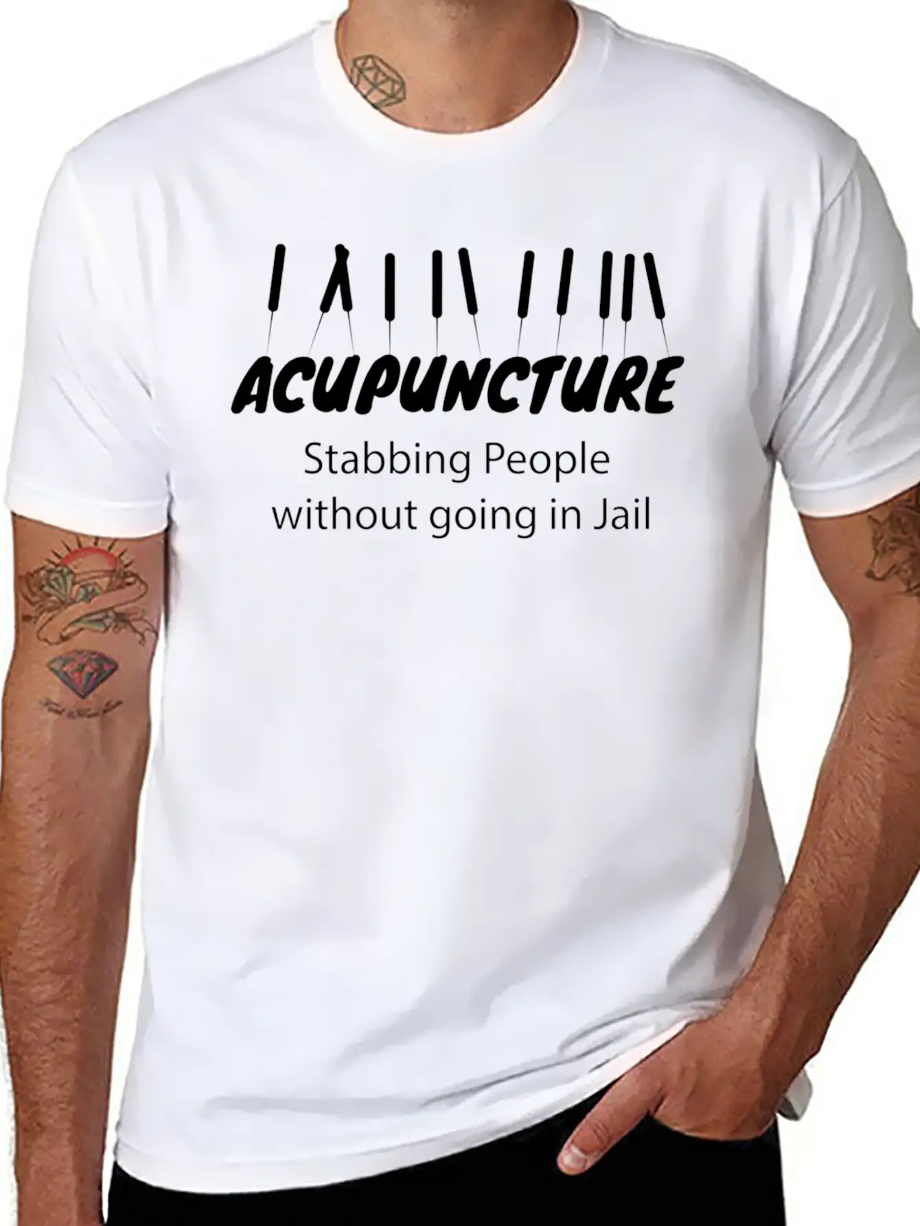 Acupuncture Needle Traditional Chinese Medicine Essential Cotton Tee For Daily Outfits ¨C Unisex Style