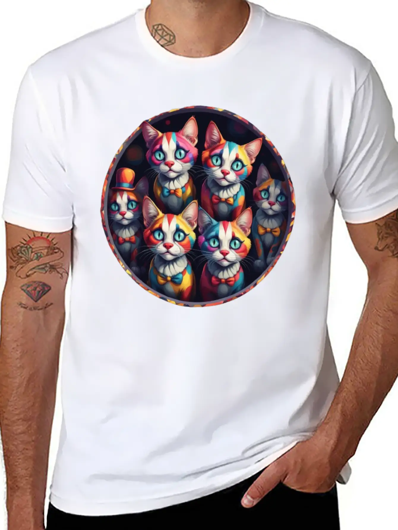 Adorable Sad Clown Cats Soft Cotton Short Sleeve Tee ¨C Unisex Wardrobe Staple