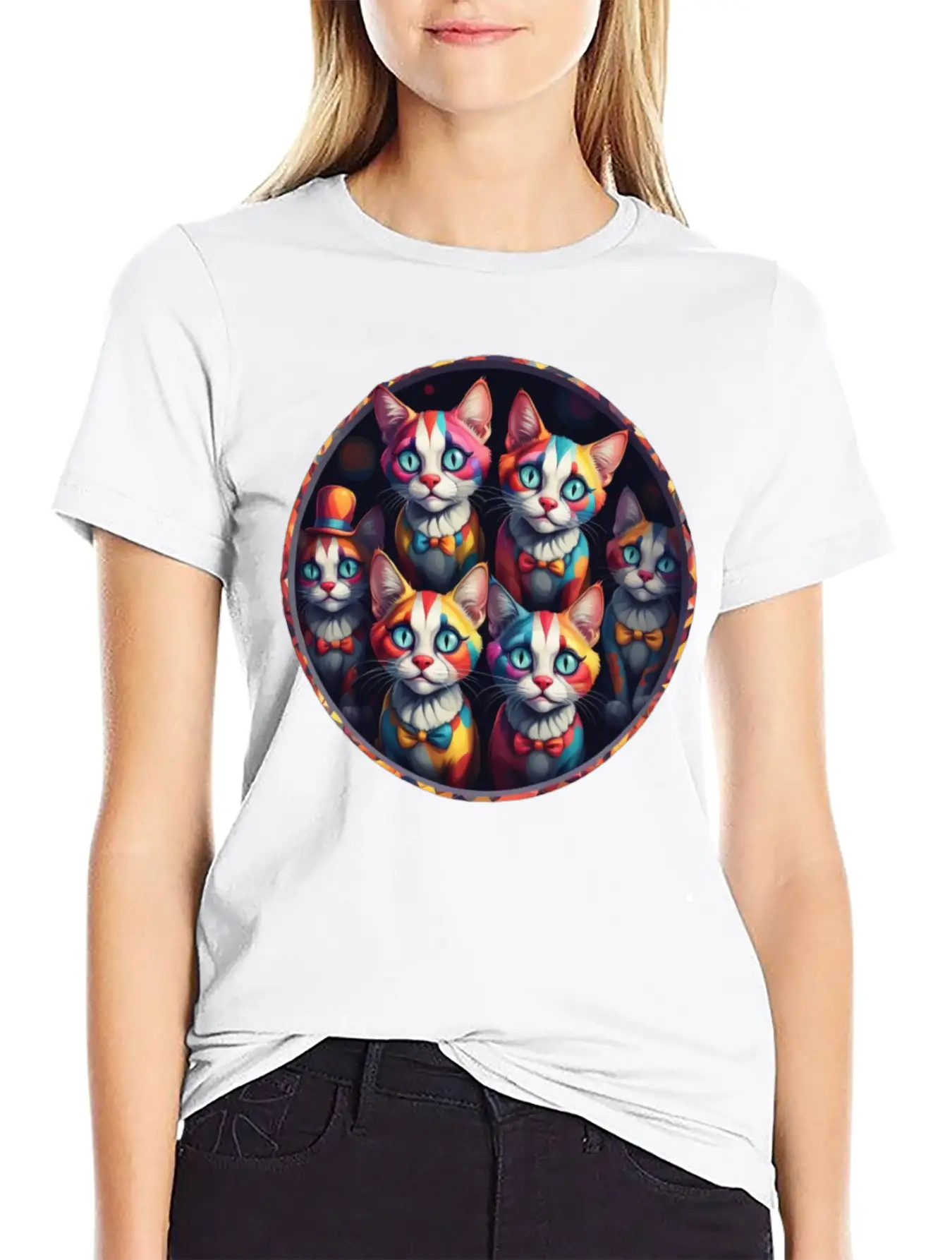 Adorable Sad Clown Cats Soft Cotton Short Sleeve Tee ¨C Unisex Wardrobe Staple
