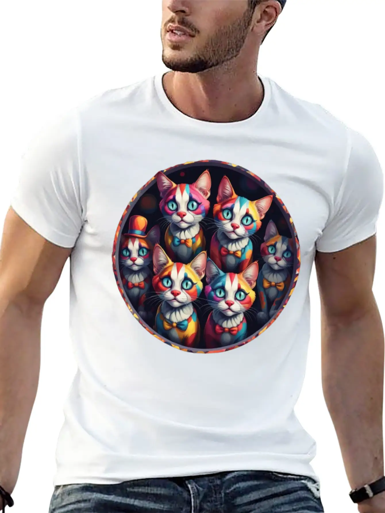 Adorable Sad Clown Cats Soft Cotton Short Sleeve Tee ¨C Unisex Wardrobe Staple