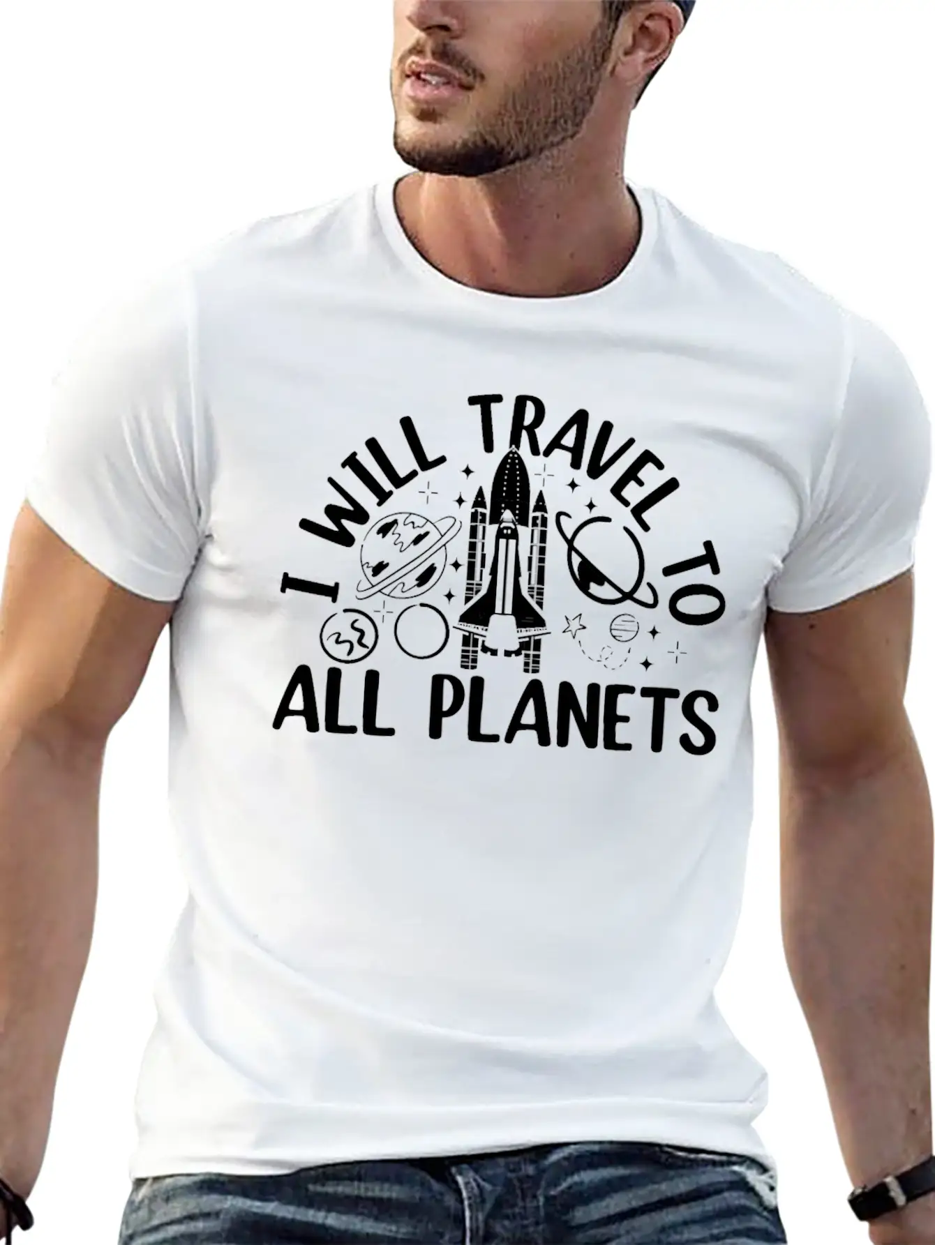 Aerospace Space Travel - I Will Travel To All Plan Basic Graphic T-Shirt ¨C Daily Comfort In Soft Cotton