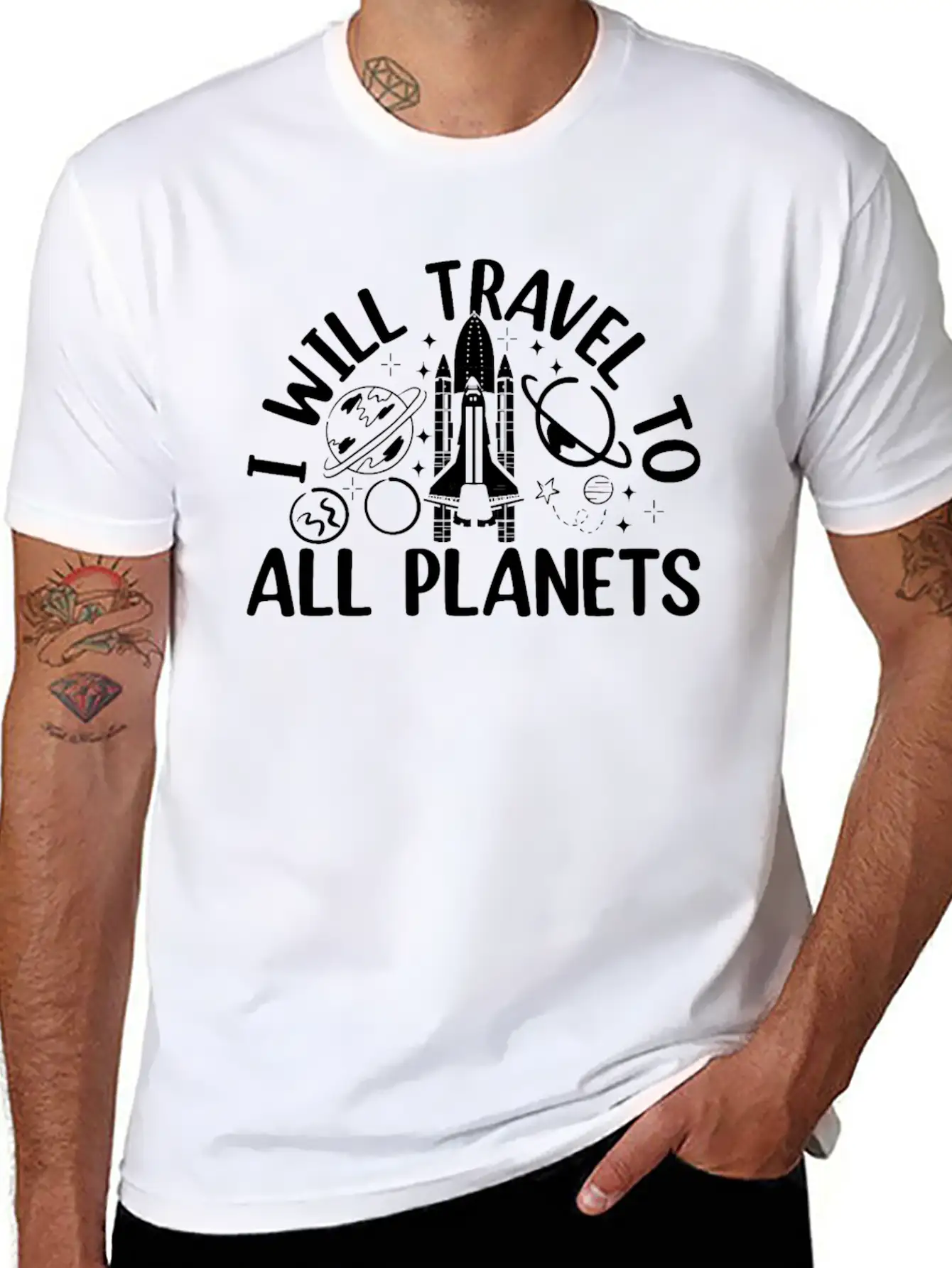 Aerospace Space Travel - I Will Travel To All Plan Basic Graphic T-Shirt ¨C Daily Comfort In Soft Cotton