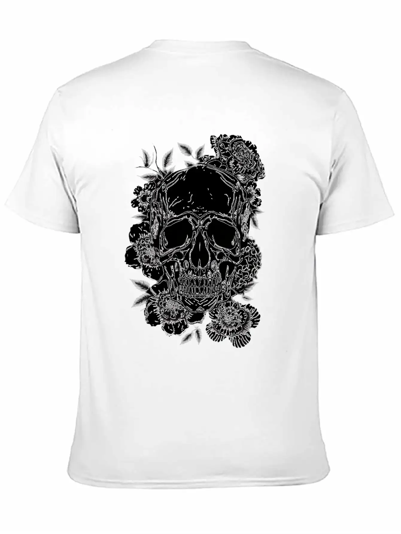 Aesthetic Flowers Skull Art Basic Graphic T-Shirt ¨C Daily Comfort In Soft Cotton