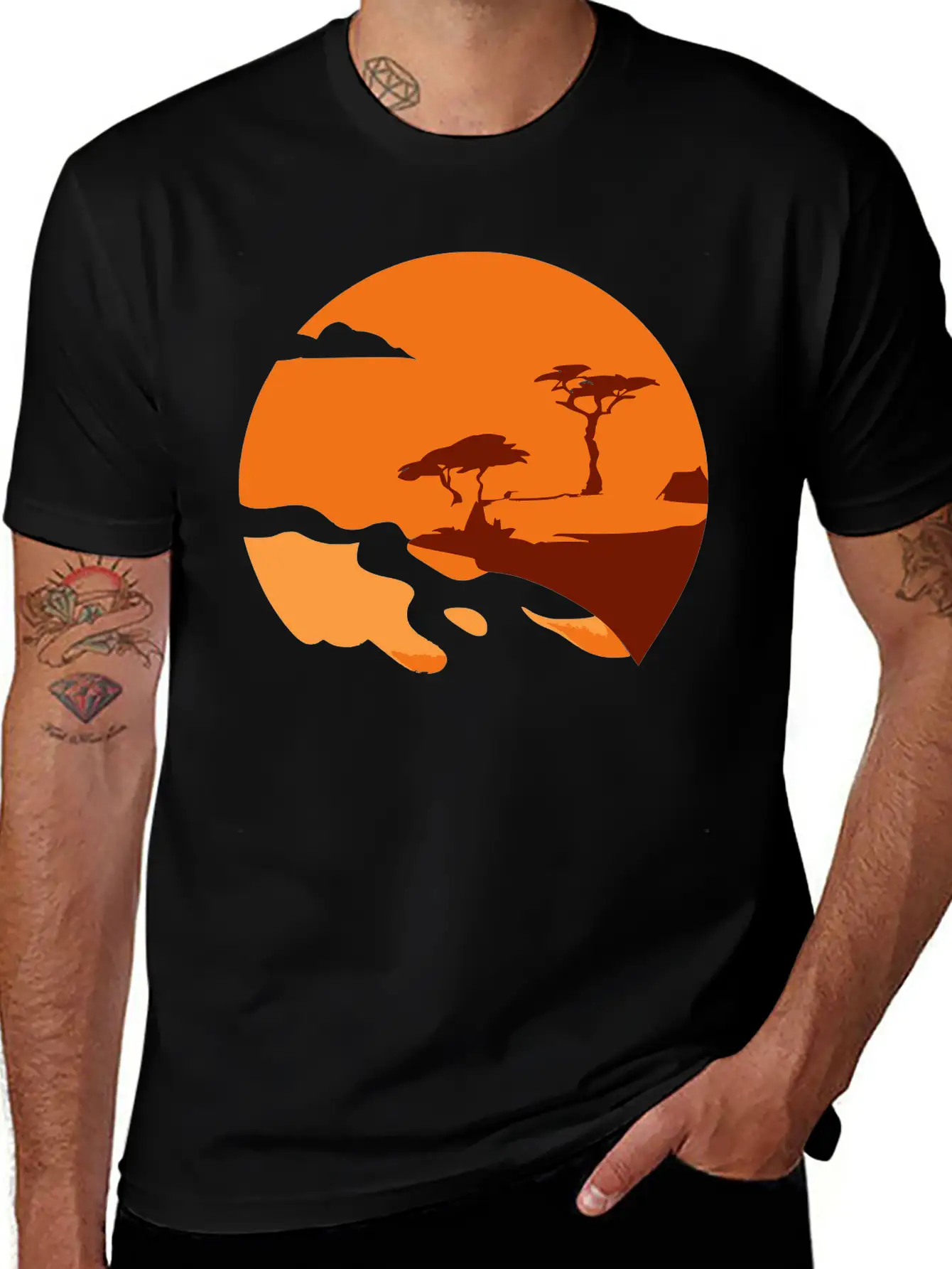 African Landscape Vector Essential Cotton Tee For Daily Outfits ¨C Unisex Style