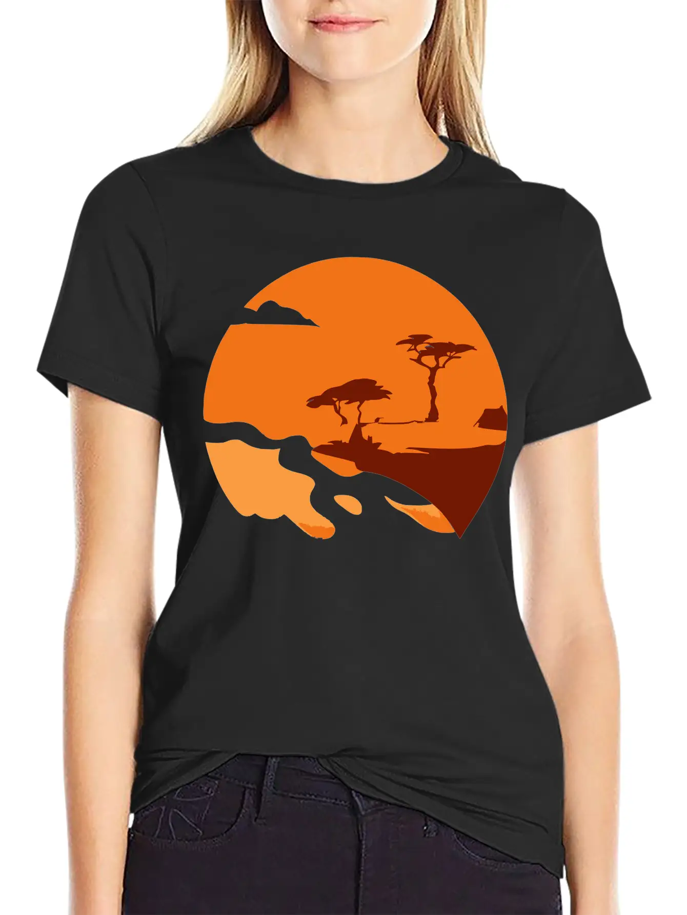 African Landscape Vector Essential Cotton Tee For Daily Outfits ¨C Unisex Style