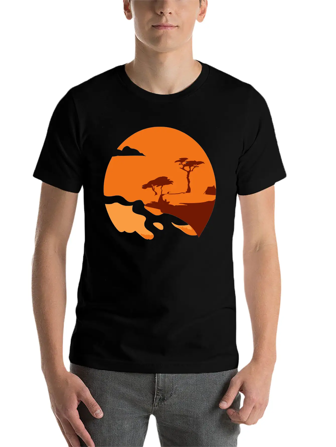 African Landscape Vector Essential Cotton Tee For Daily Outfits ¨C Unisex Style
