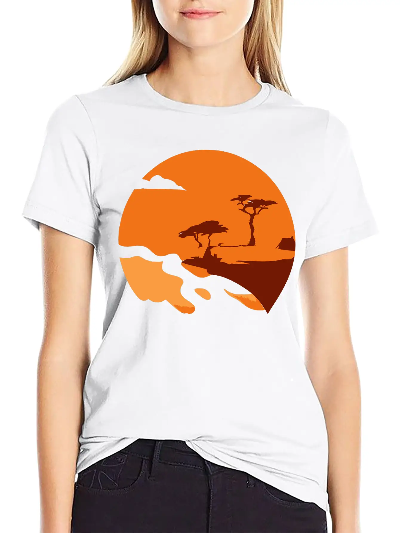 African Landscape Vector Essential Cotton Tee For Daily Outfits ¨C Unisex Style