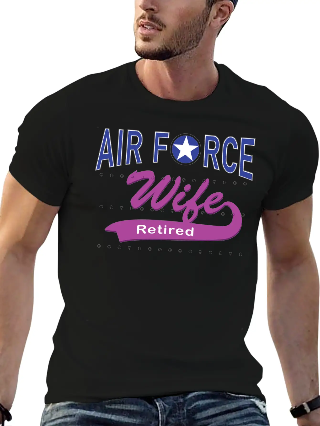 Air Force Wife Retired Basic Graphic T-Shirt ¨C Daily Comfort In Soft Cotton