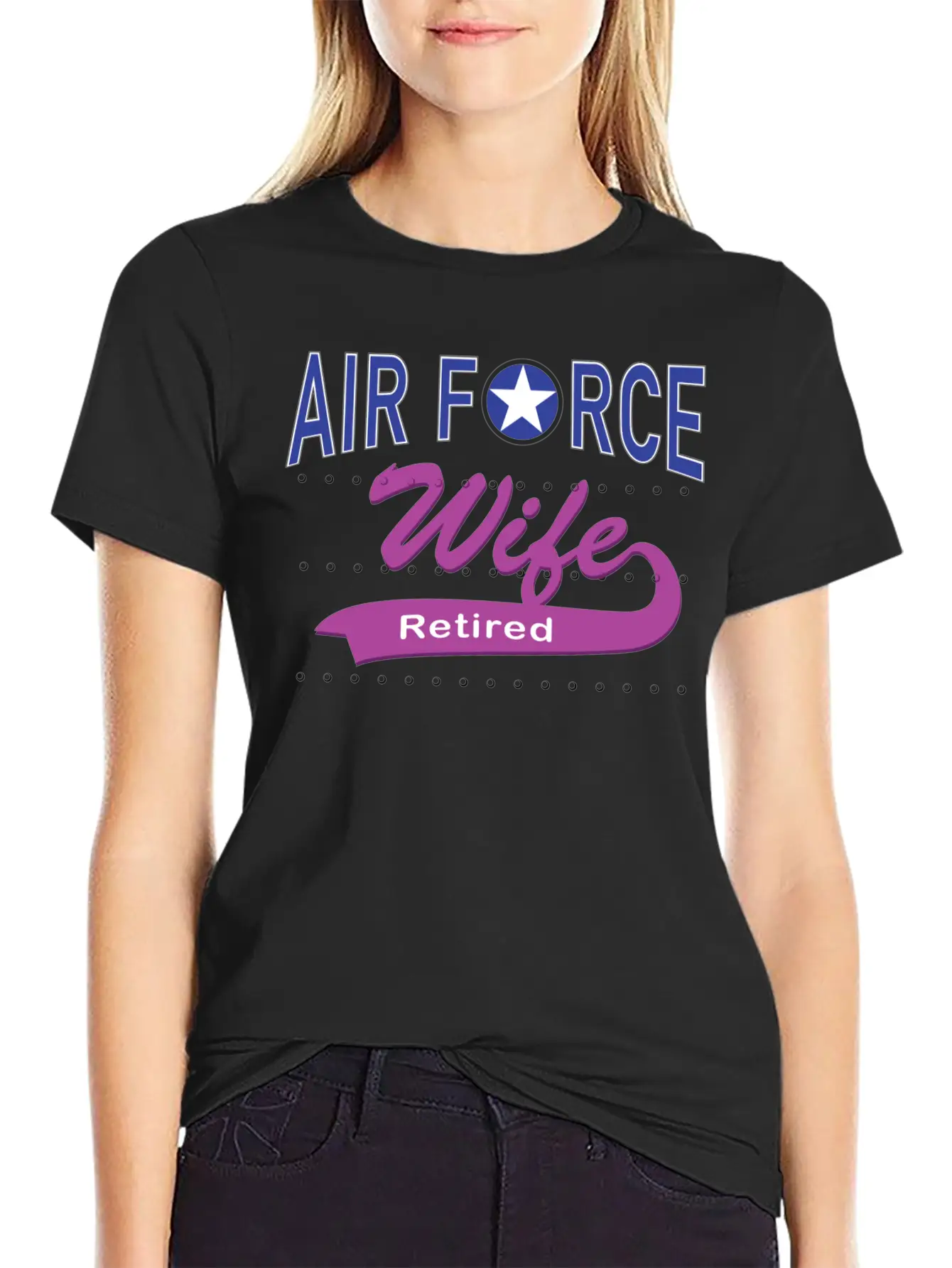 Air Force Wife Retired Basic Graphic T-Shirt ¨C Daily Comfort In Soft Cotton