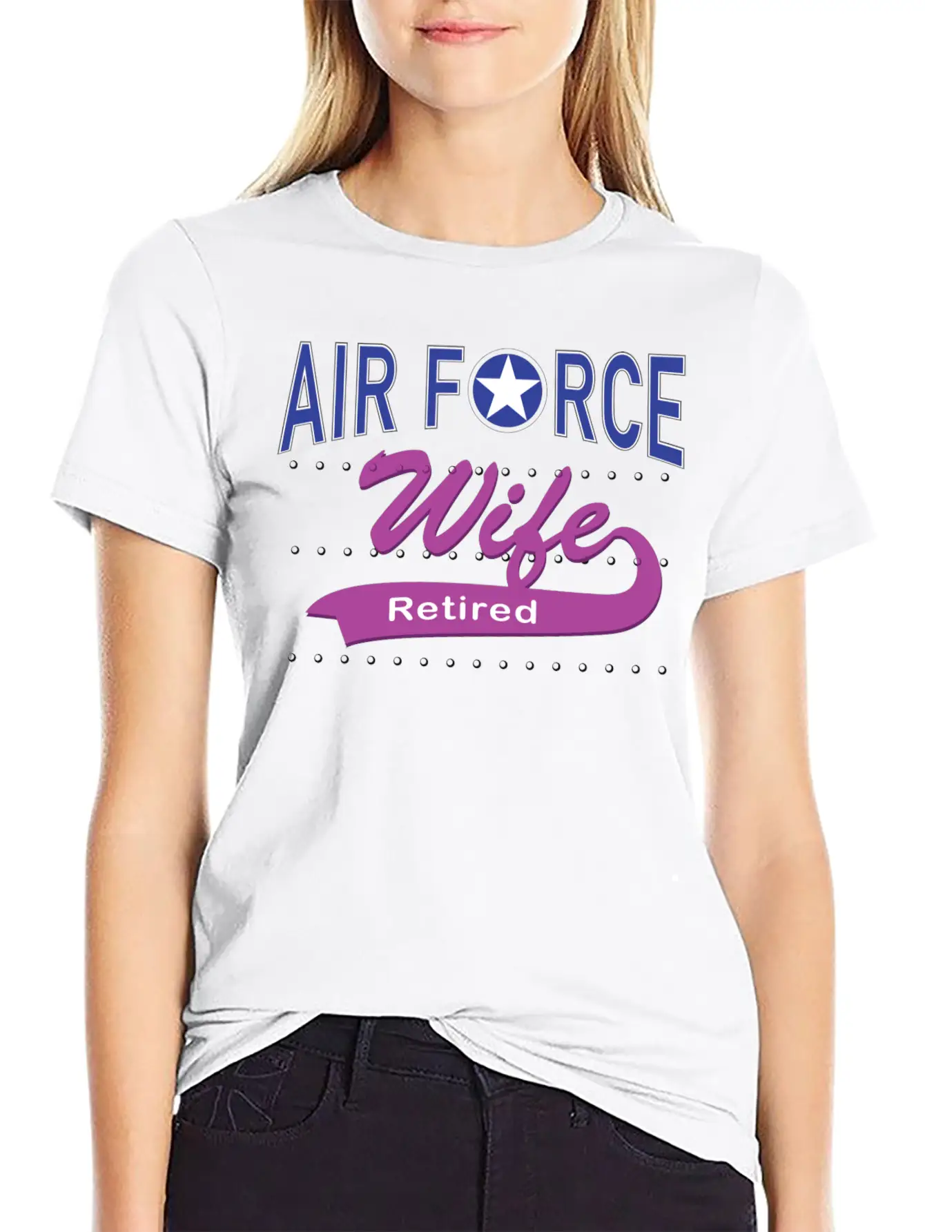 Air Force Wife Retired Basic Graphic T-Shirt ¨C Daily Comfort In Soft Cotton