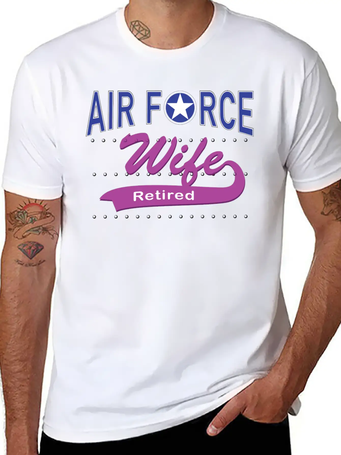 Air Force Wife Retired Basic Graphic T-Shirt ¨C Daily Comfort In Soft Cotton