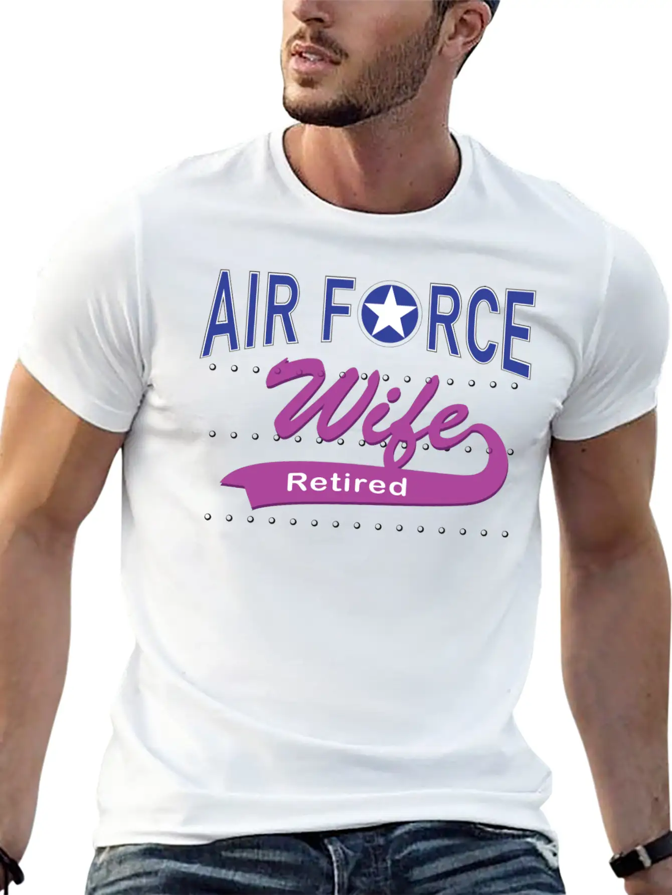 Air Force Wife Retired Basic Graphic T-Shirt ¨C Daily Comfort In Soft Cotton