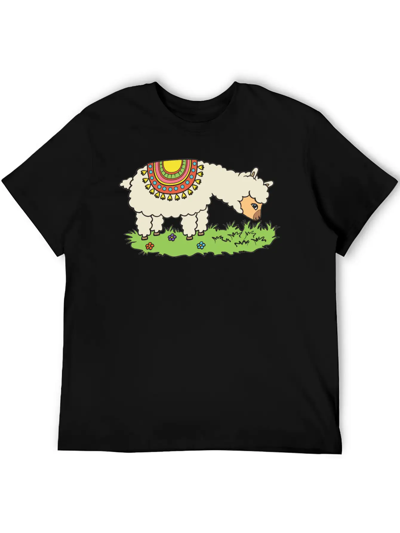 Alpaca Eats Grass On A Meadow Basic Graphic T-Shirt ¨C Daily Comfort In Soft Cotton