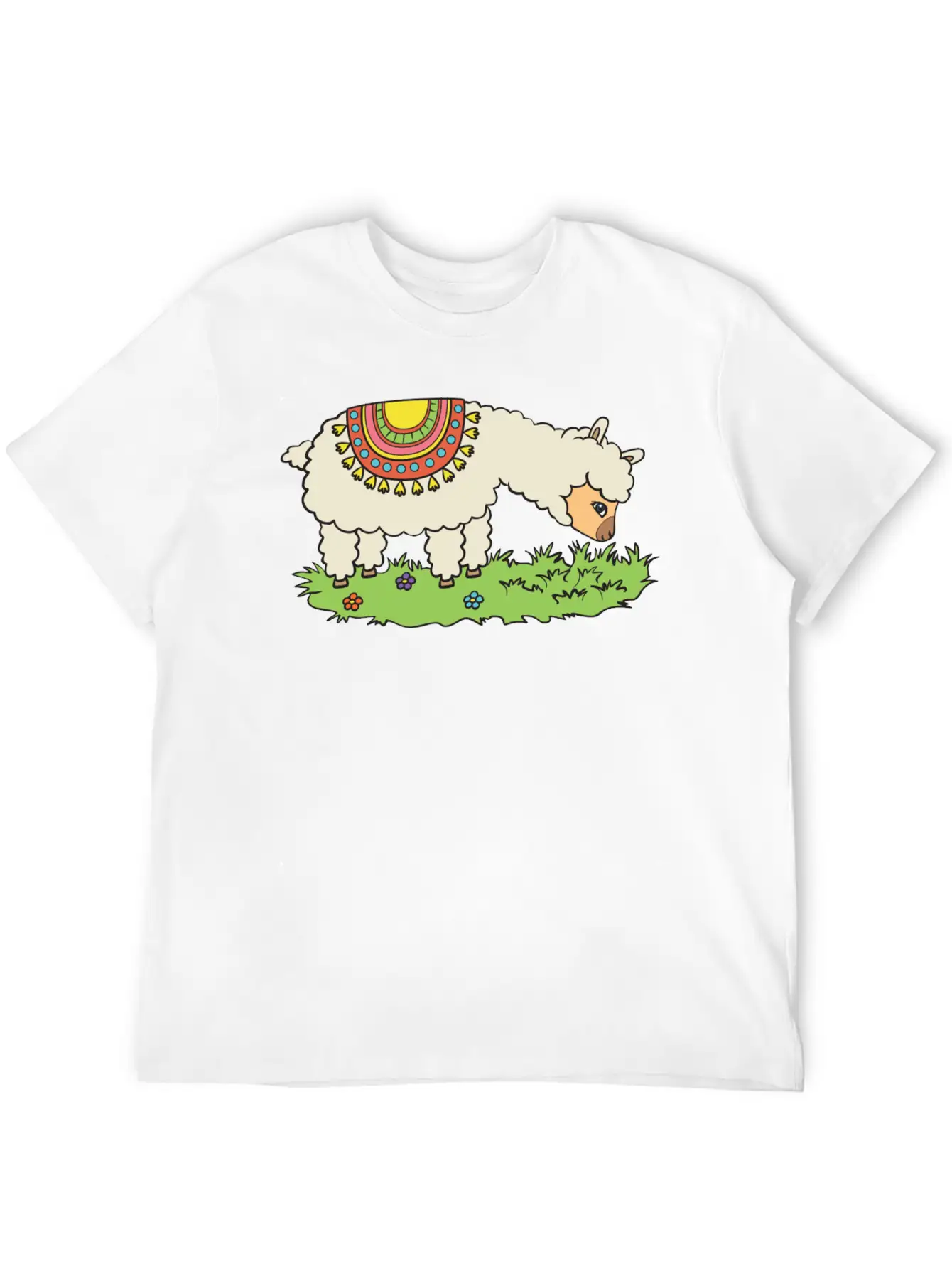 Alpaca Eats Grass On A Meadow Basic Graphic T-Shirt ¨C Daily Comfort In Soft Cotton