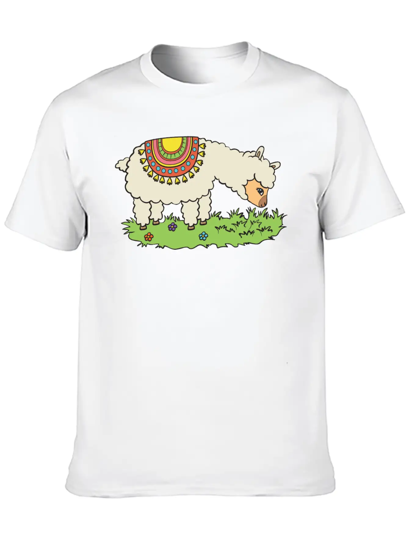 Alpaca Eats Grass On A Meadow Basic Graphic T-Shirt ¨C Daily Comfort In Soft Cotton