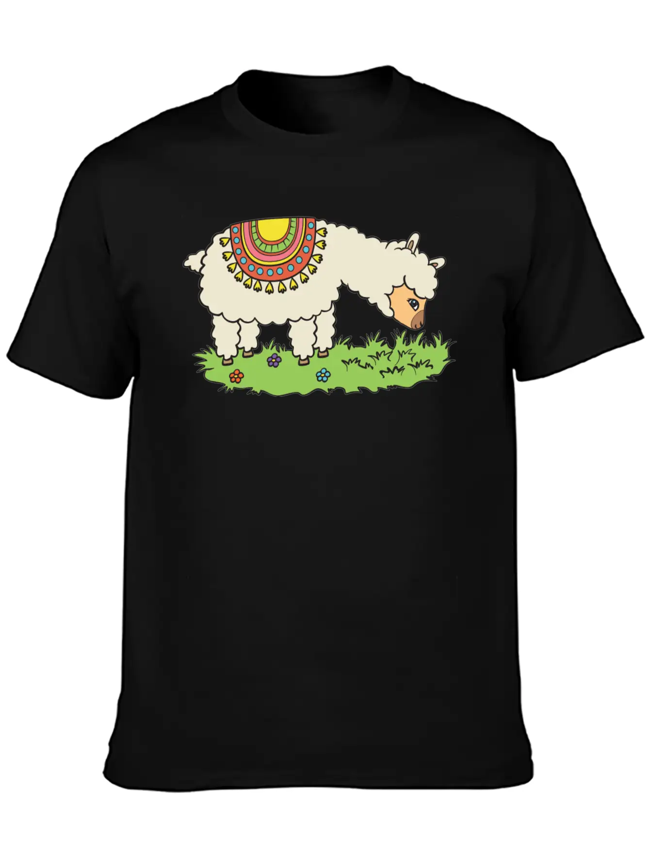 Alpaca Eats Grass On A Meadow Basic Graphic T-Shirt ¨C Daily Comfort In Soft Cotton