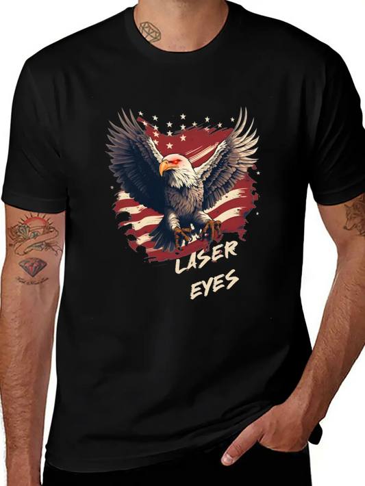 American Eagle Bitcoin Laser Eyes Essential Cotton Tee For Daily Outfits ¨C Unisex Style
