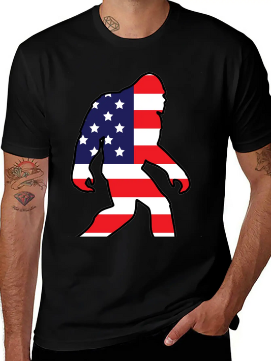 American Flag Bigfoot Basic Graphic T-Shirt ¨C Daily Comfort In Soft Cotton
