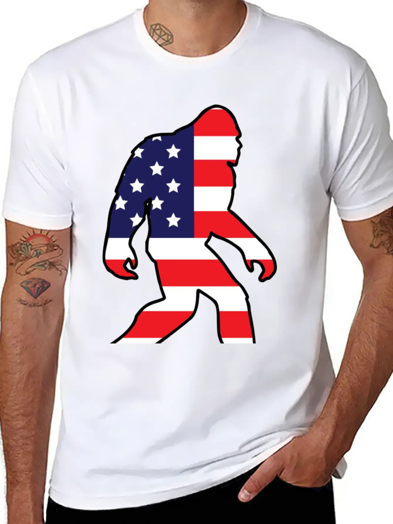 American Flag Bigfoot Basic Graphic T-Shirt ¨C Daily Comfort In Soft Cotton