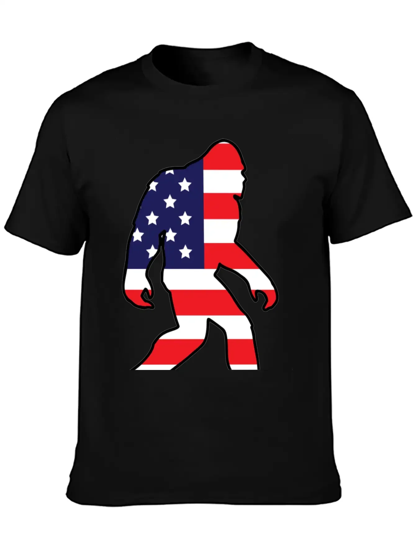 American Flag Bigfoot Basic Graphic T-Shirt ¨C Daily Comfort In Soft Cotton