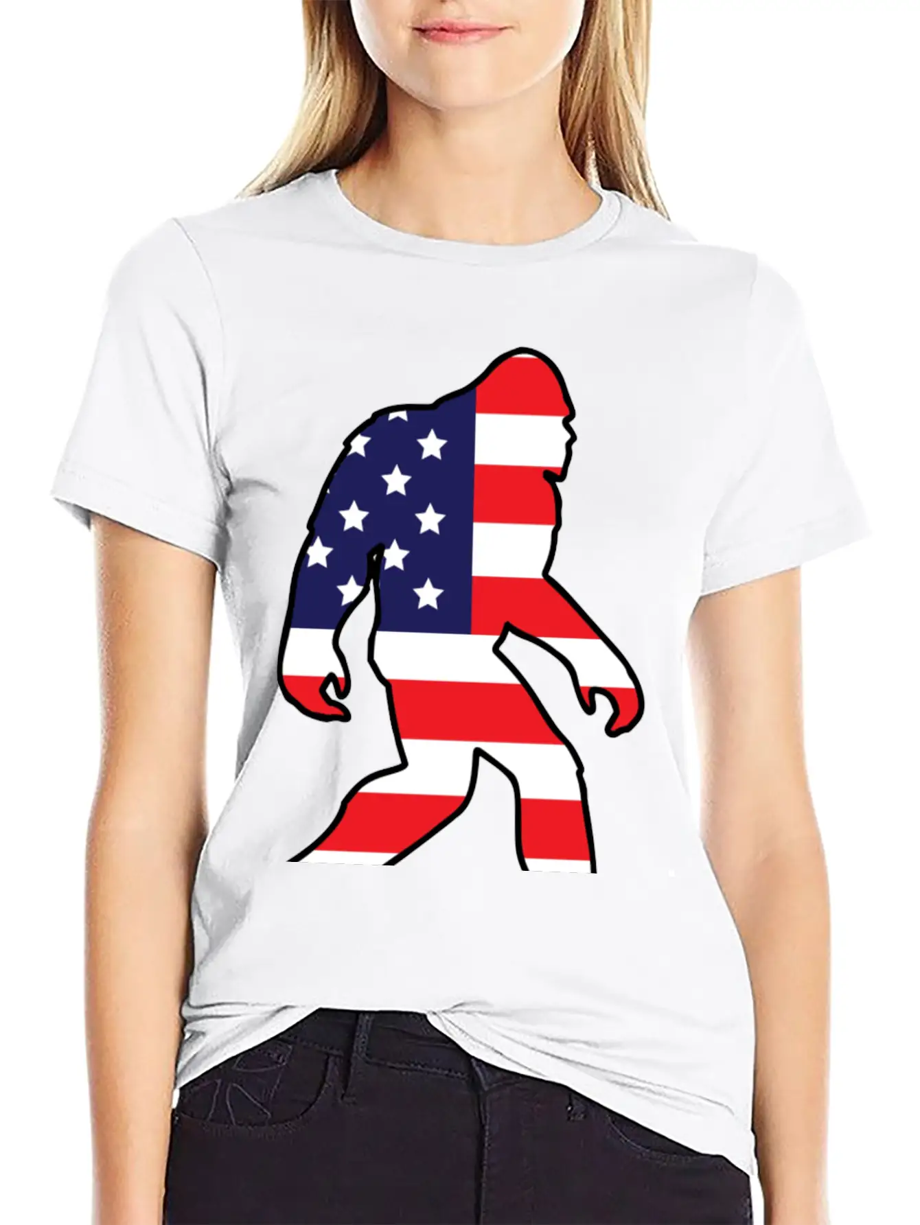 American Flag Bigfoot Basic Graphic T-Shirt ¨C Daily Comfort In Soft Cotton