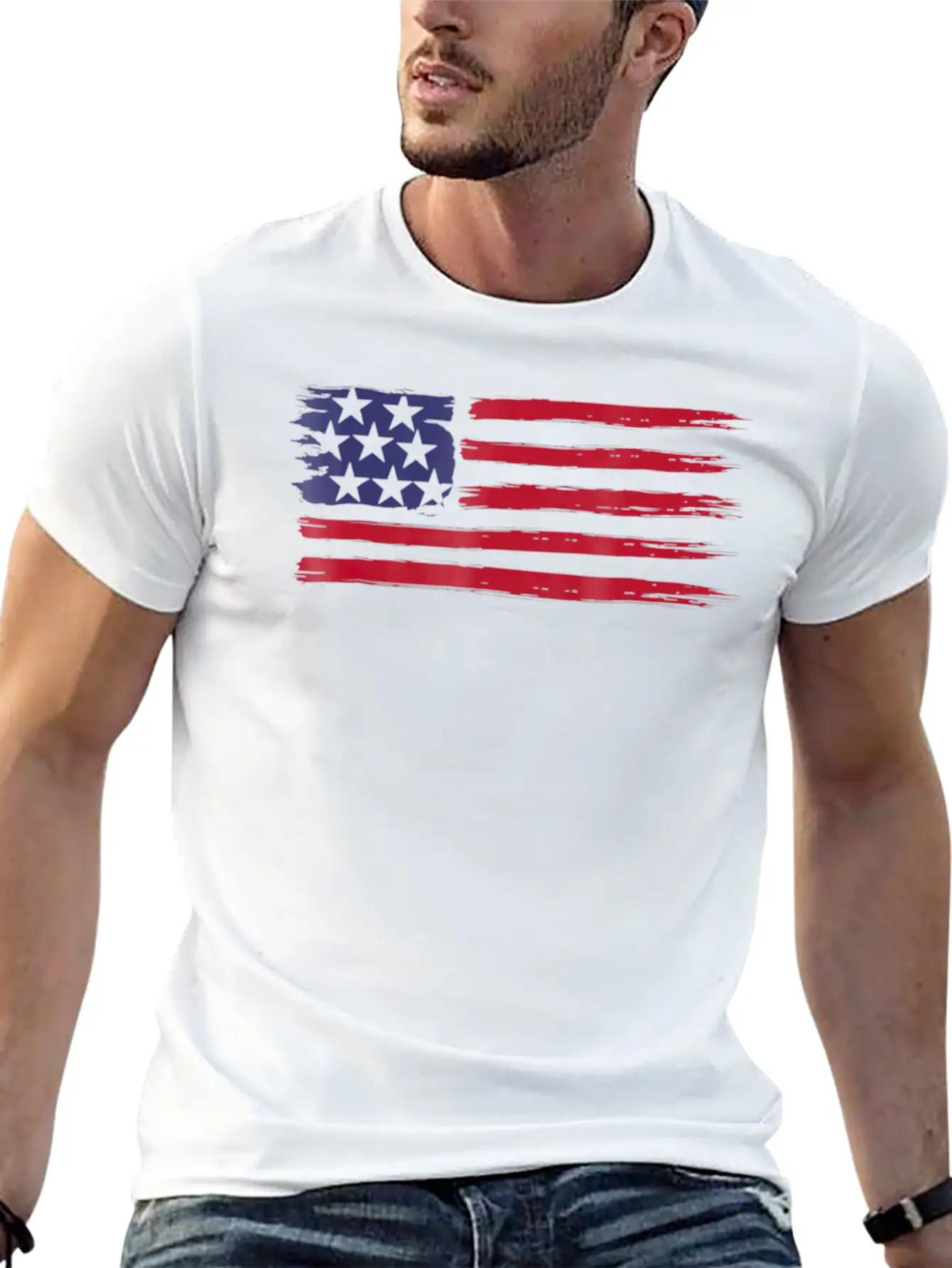 American Flag Cool Vintage 4th Of July USA Flags Basic Graphic T-Shirt ¨C Daily Comfort In Soft Cotton