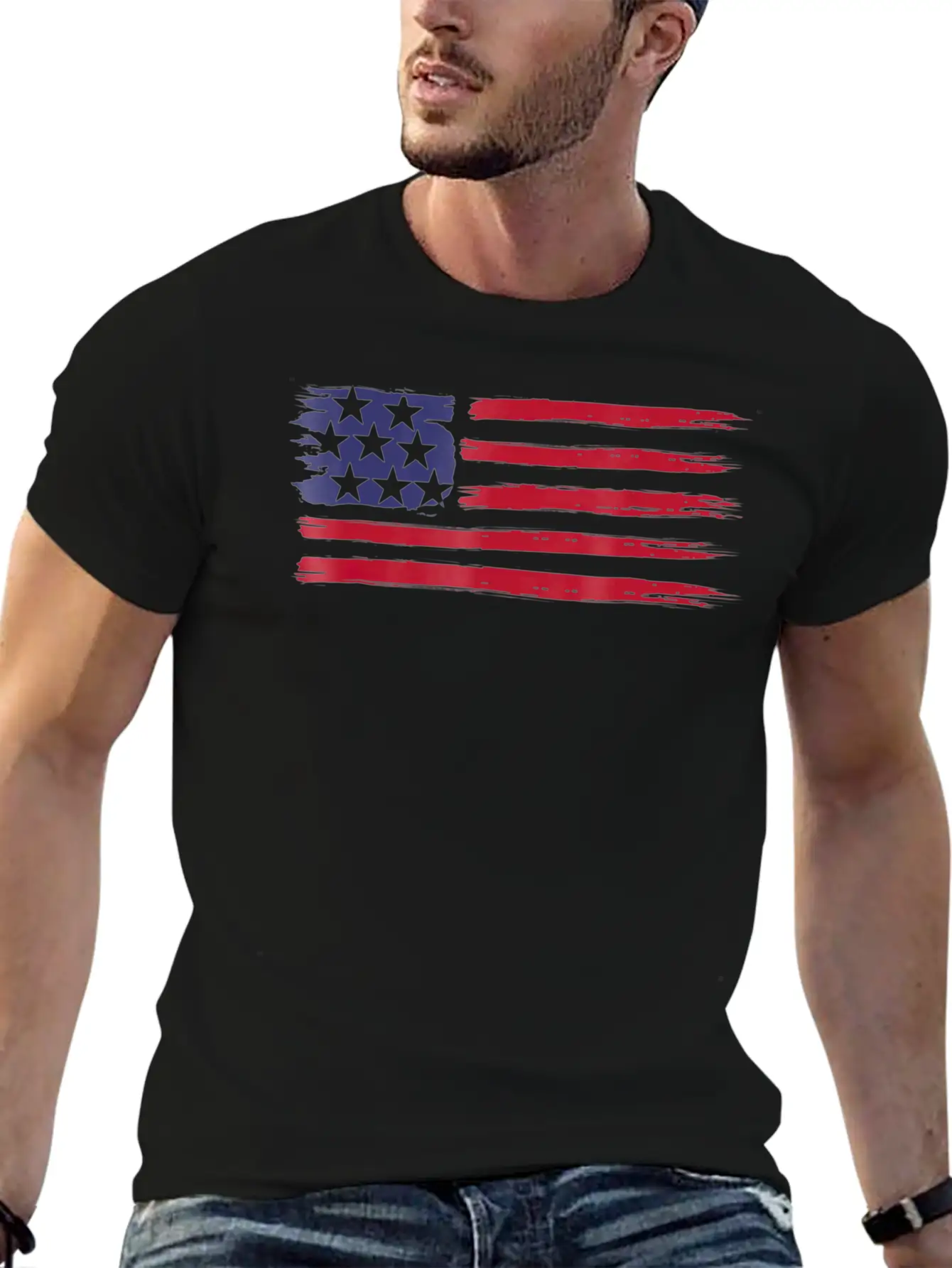 American Flag Cool Vintage 4th Of July USA Flags Basic Graphic T-Shirt ¨C Daily Comfort In Soft Cotton