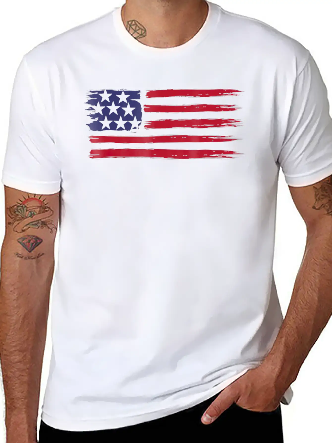 American Flag Cool Vintage 4th Of July USA Flags Basic Graphic T-Shirt ¨C Daily Comfort In Soft Cotton