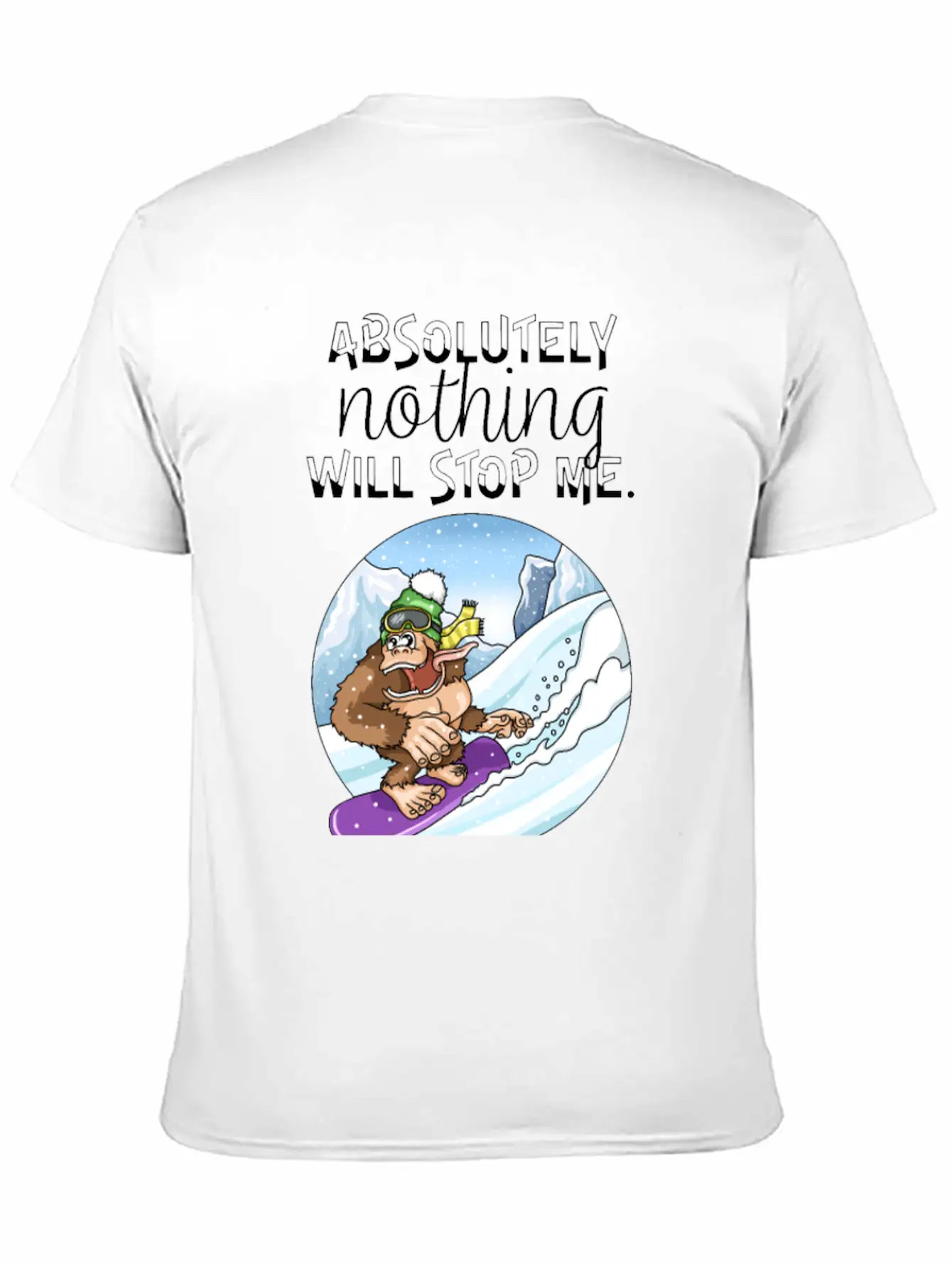 Amusing Monkey Gorilla On Snowboard Basic Graphic T-Shirt ¨C Daily Comfort In Soft Cotton