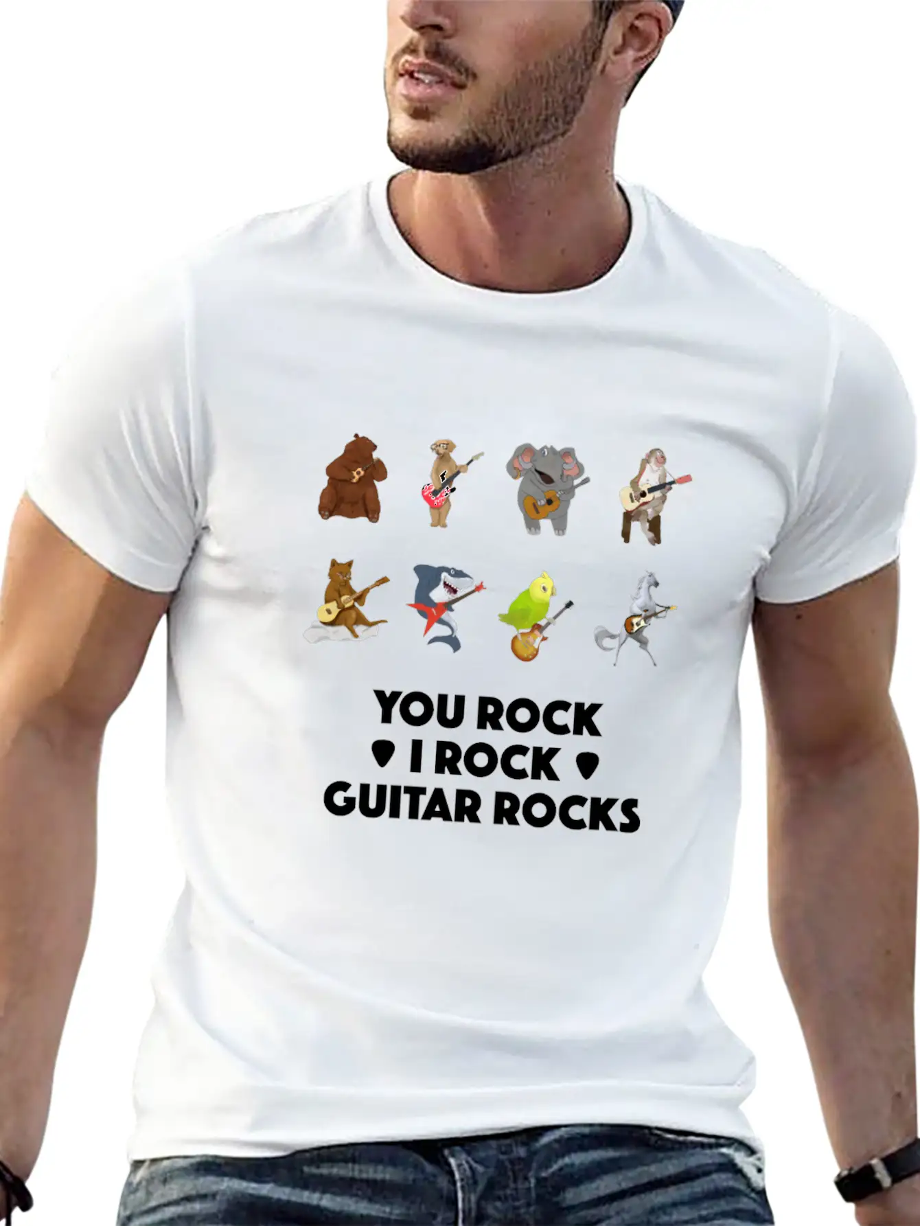Animal Pet Acoustic E-Guitar Ukulele Musician Gift Basic Graphic T-Shirt ¨C Daily Comfort In Soft Cotton