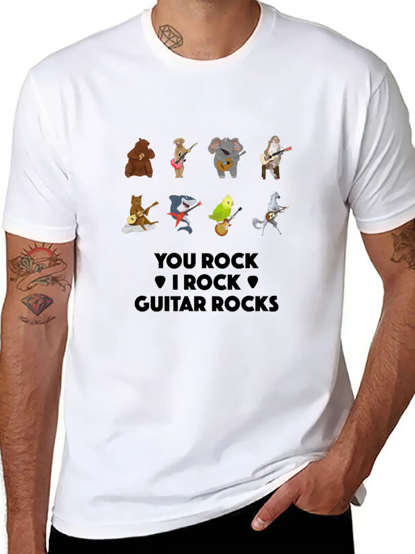 Animal Pet Acoustic E-Guitar Ukulele Musician Gift Basic Graphic T-Shirt ¨C Daily Comfort In Soft Cotton