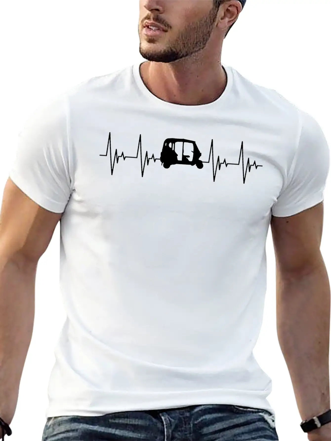 APE Rickshaw Heartbeat Vehicle Gift Car Basic Graphic T-Shirt ¨C Daily Comfort In Soft Cotton
