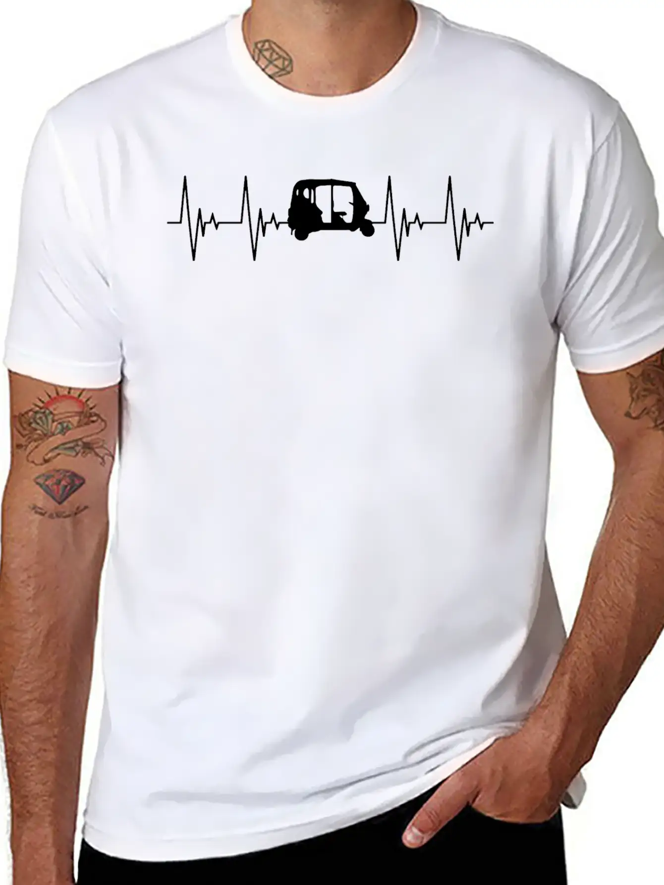 APE Rickshaw Heartbeat Vehicle Gift Car Basic Graphic T-Shirt ¨C Daily Comfort In Soft Cotton