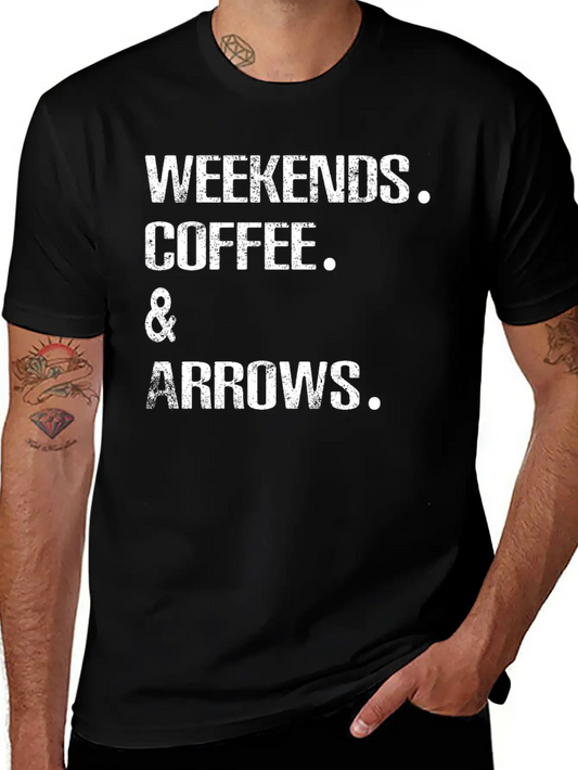 Archery Arrows Lovers Weekends And Coffee Basic Graphic T-Shirt ¨C Daily Comfort In Soft Cotton