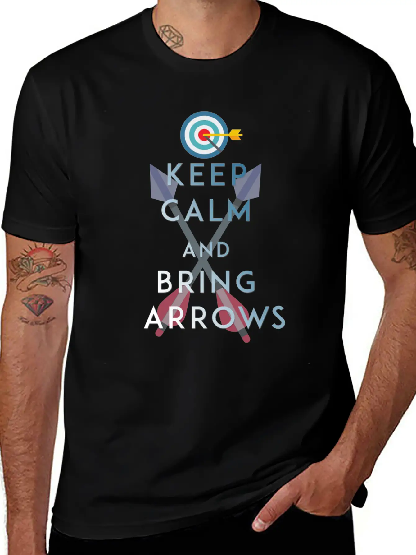 Archery - Keep Calm And Bring Arrows Basic Graphic T-Shirt ¨C Daily Comfort In Soft Cotton