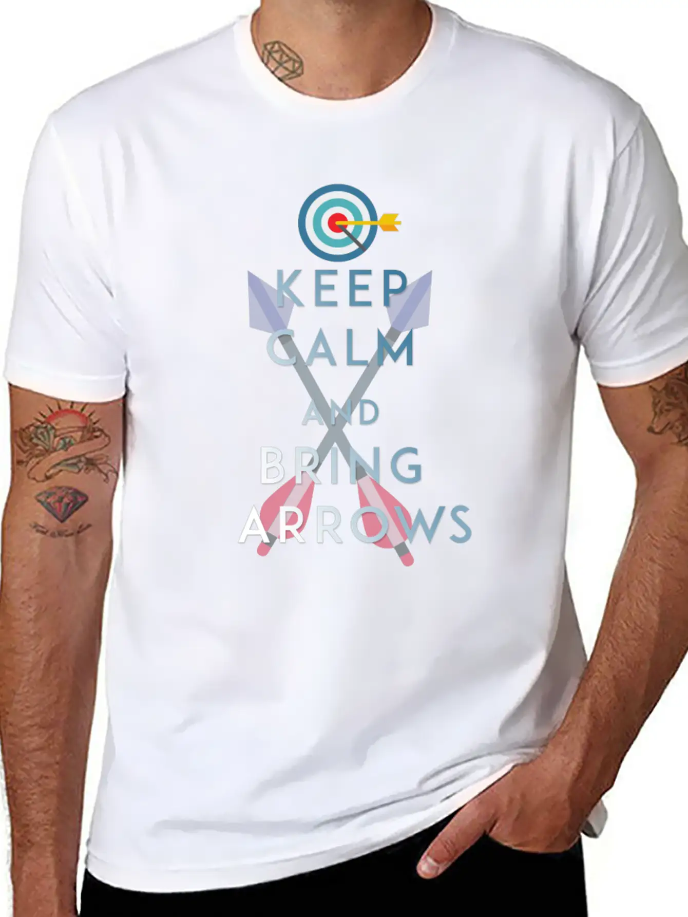 Archery - Keep Calm And Bring Arrows Basic Graphic T-Shirt ¨C Daily Comfort In Soft Cotton