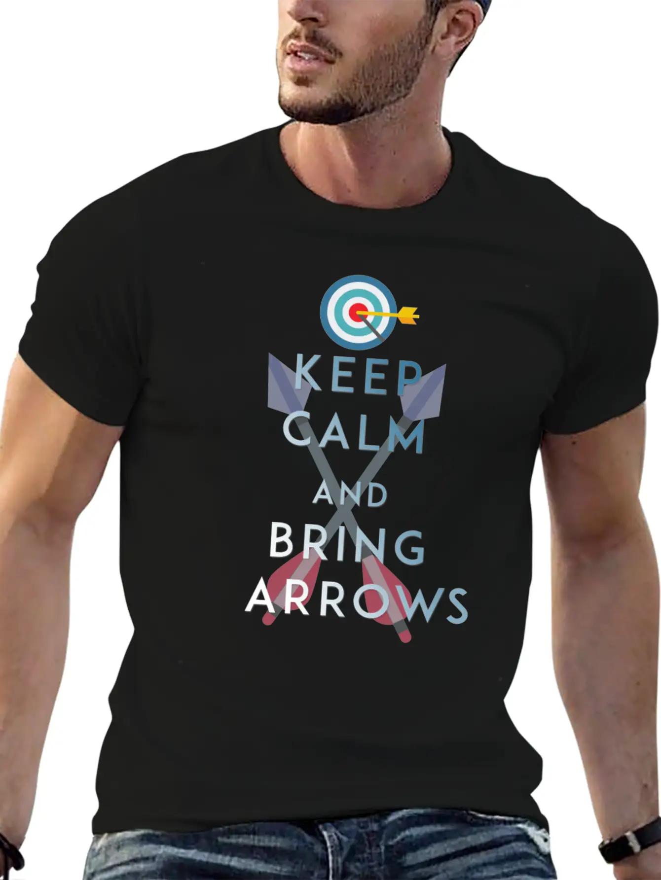 Archery - Keep Calm And Bring Arrows Basic Graphic T-Shirt ¨C Daily Comfort In Soft Cotton