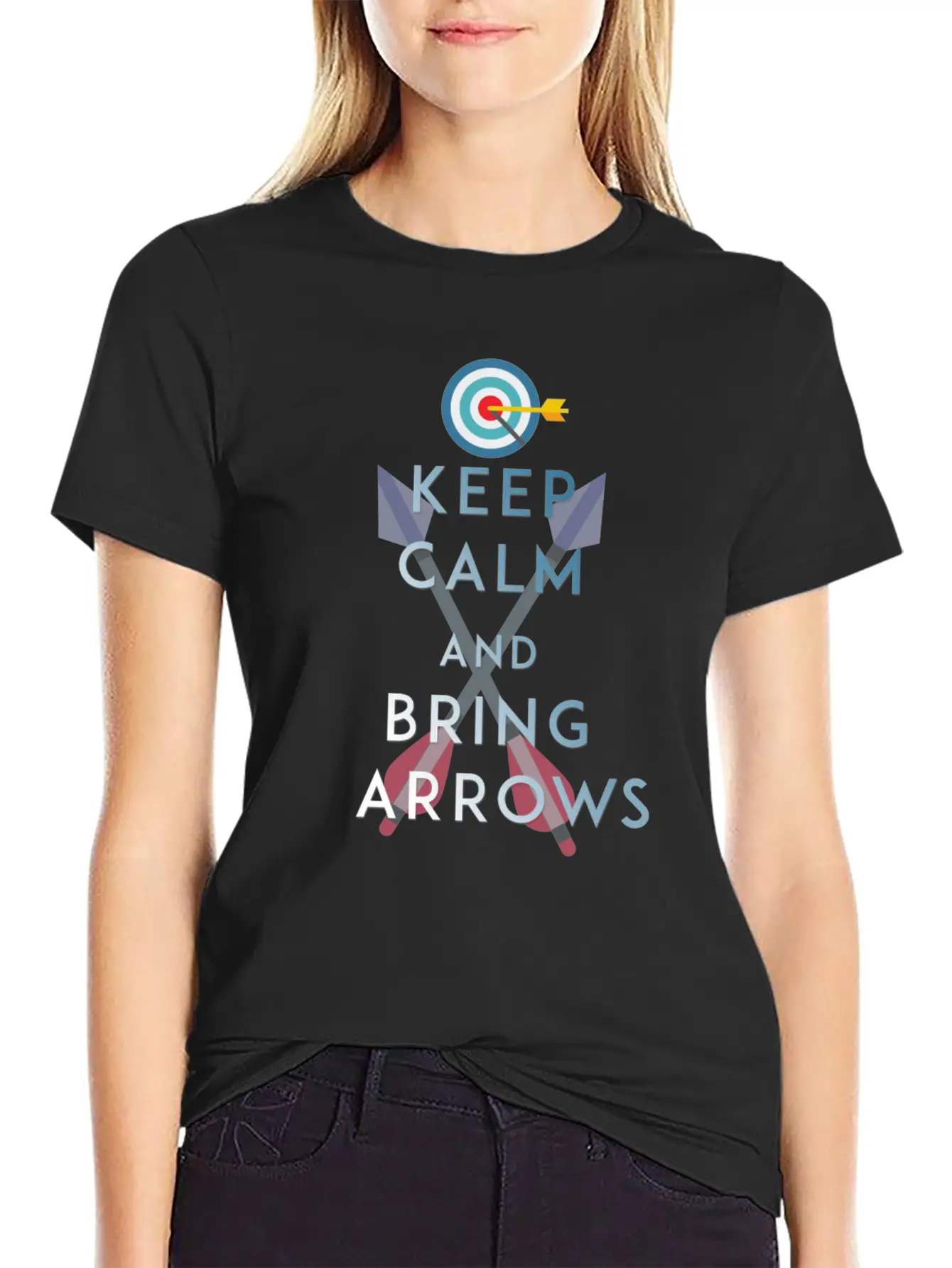 Archery - Keep Calm And Bring Arrows Basic Graphic T-Shirt ¨C Daily Comfort In Soft Cotton