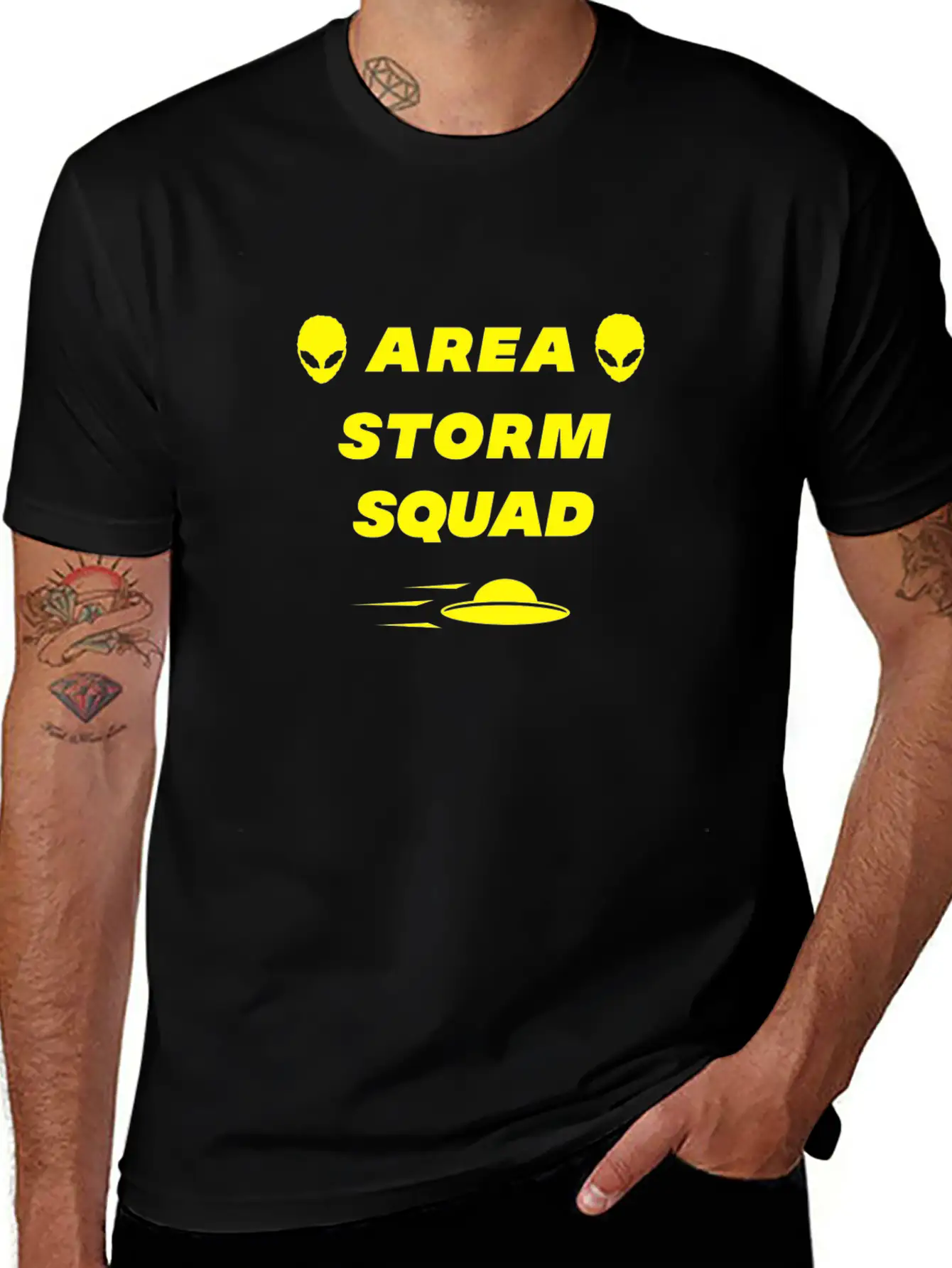 Area Storm Squad Alien UFO Saucer Scifi Basic Graphic T-Shirt ¨C Daily Comfort In Soft Cotton