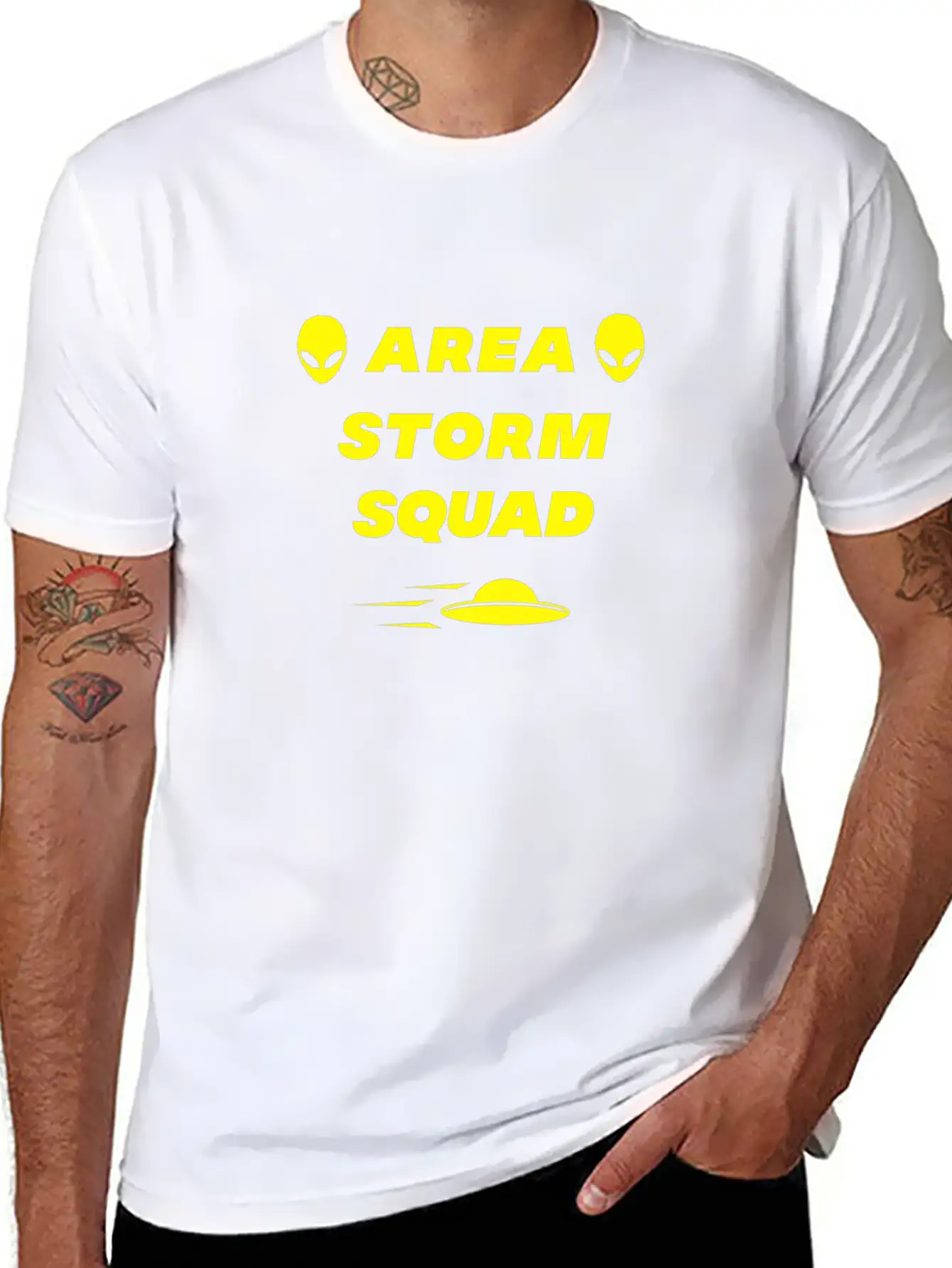 Area Storm Squad Alien UFO Saucer Scifi Basic Graphic T-Shirt ¨C Daily Comfort In Soft Cotton