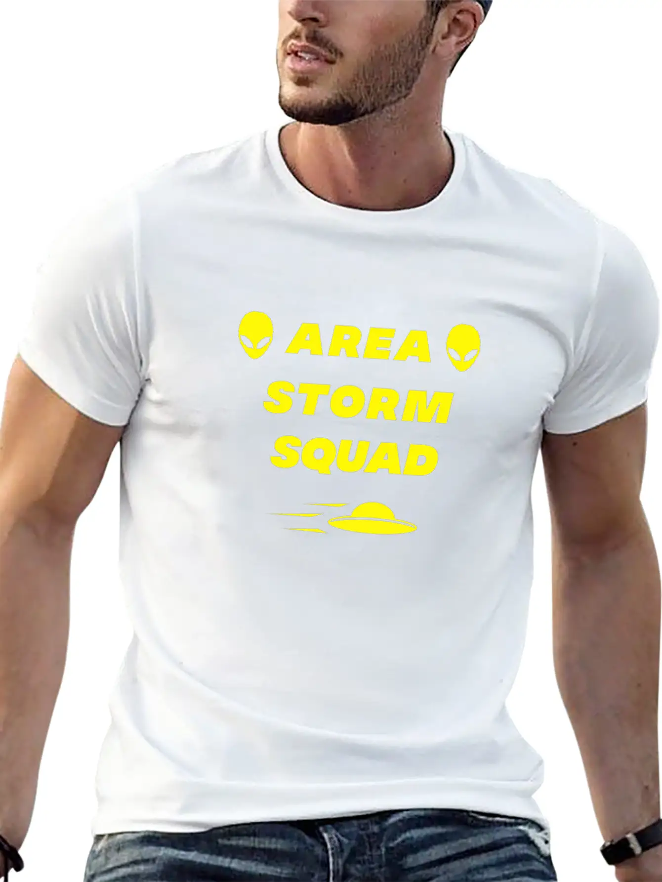 Area Storm Squad Alien UFO Saucer Scifi Basic Graphic T-Shirt ¨C Daily Comfort In Soft Cotton