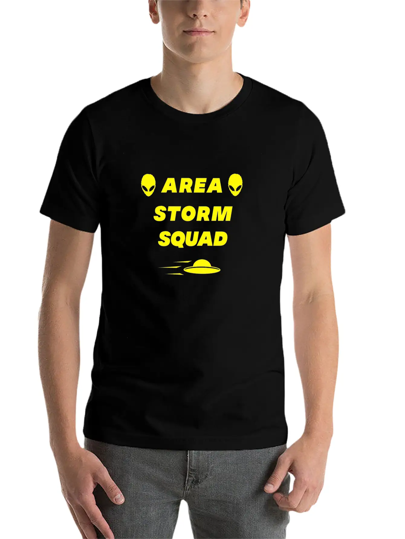 Area Storm Squad Alien UFO Saucer Scifi Basic Graphic T-Shirt ¨C Daily Comfort In Soft Cotton