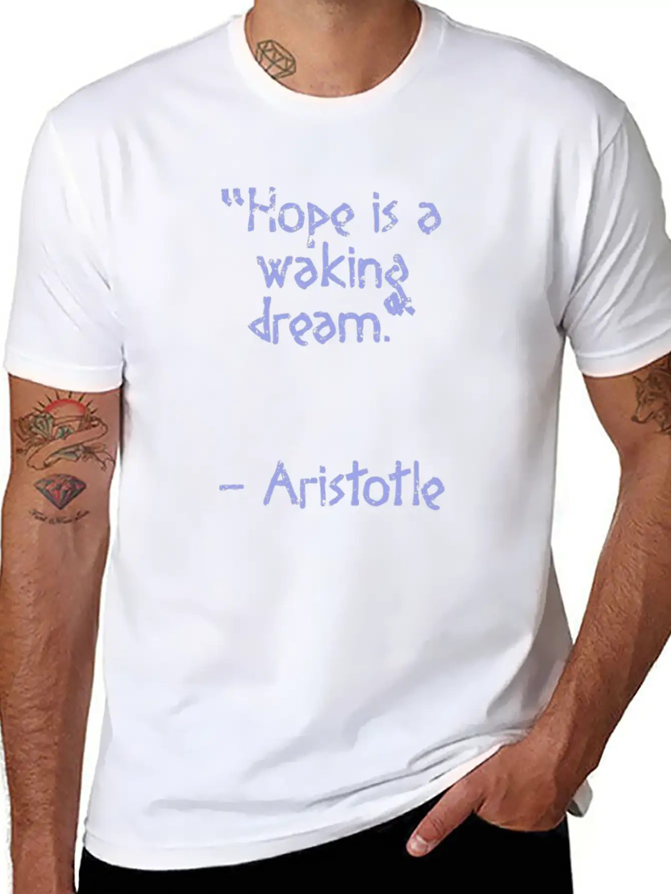 Aristotle Quote - Hope Is A | Wisdom Basic Graphic T-Shirt ¨C Daily Comfort In Soft Cotton
