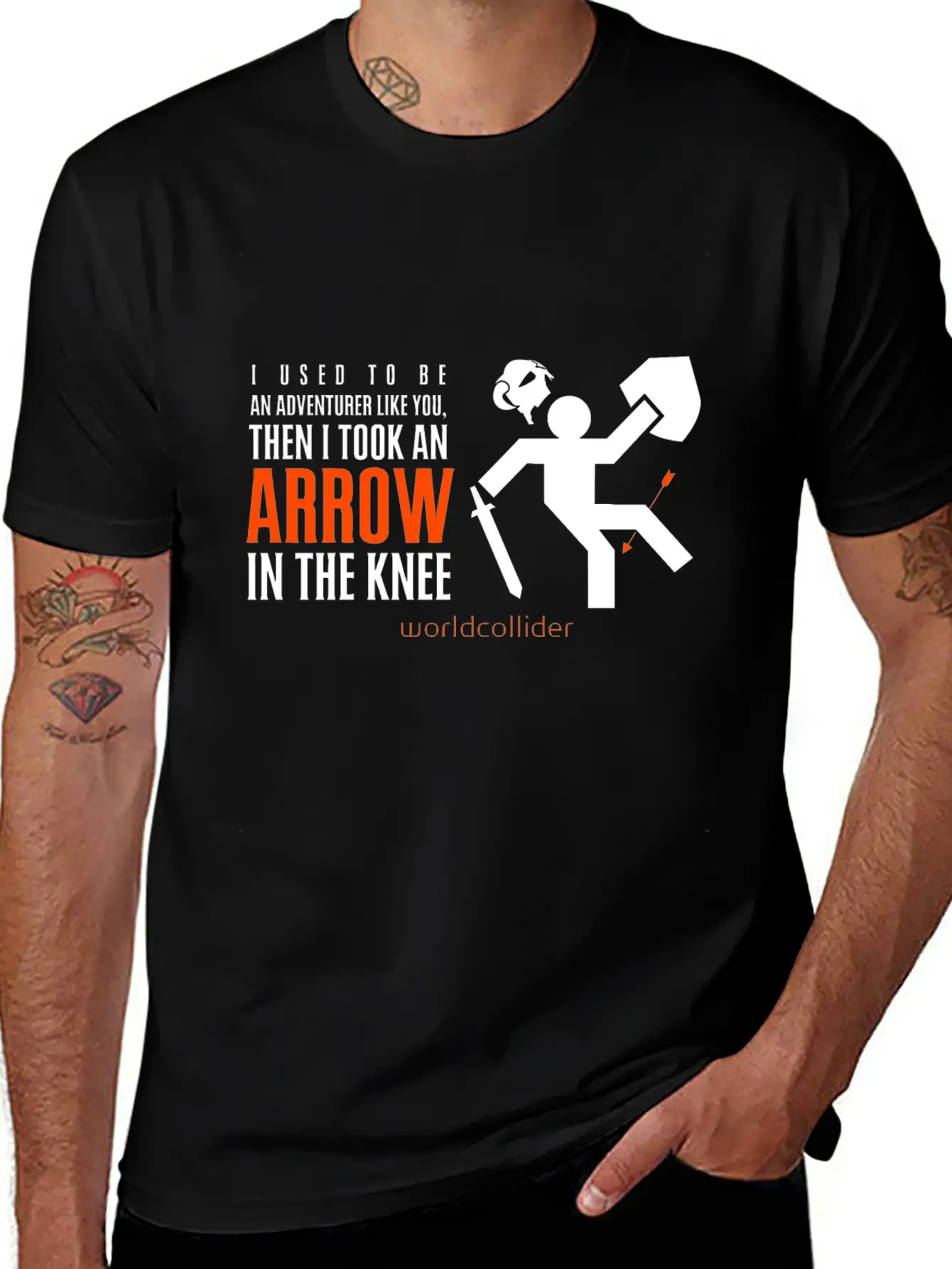 Arrow In The Knee Cartoon Amazing Style Art Basic Graphic T-Shirt ¨C Daily Comfort In Soft Cotton