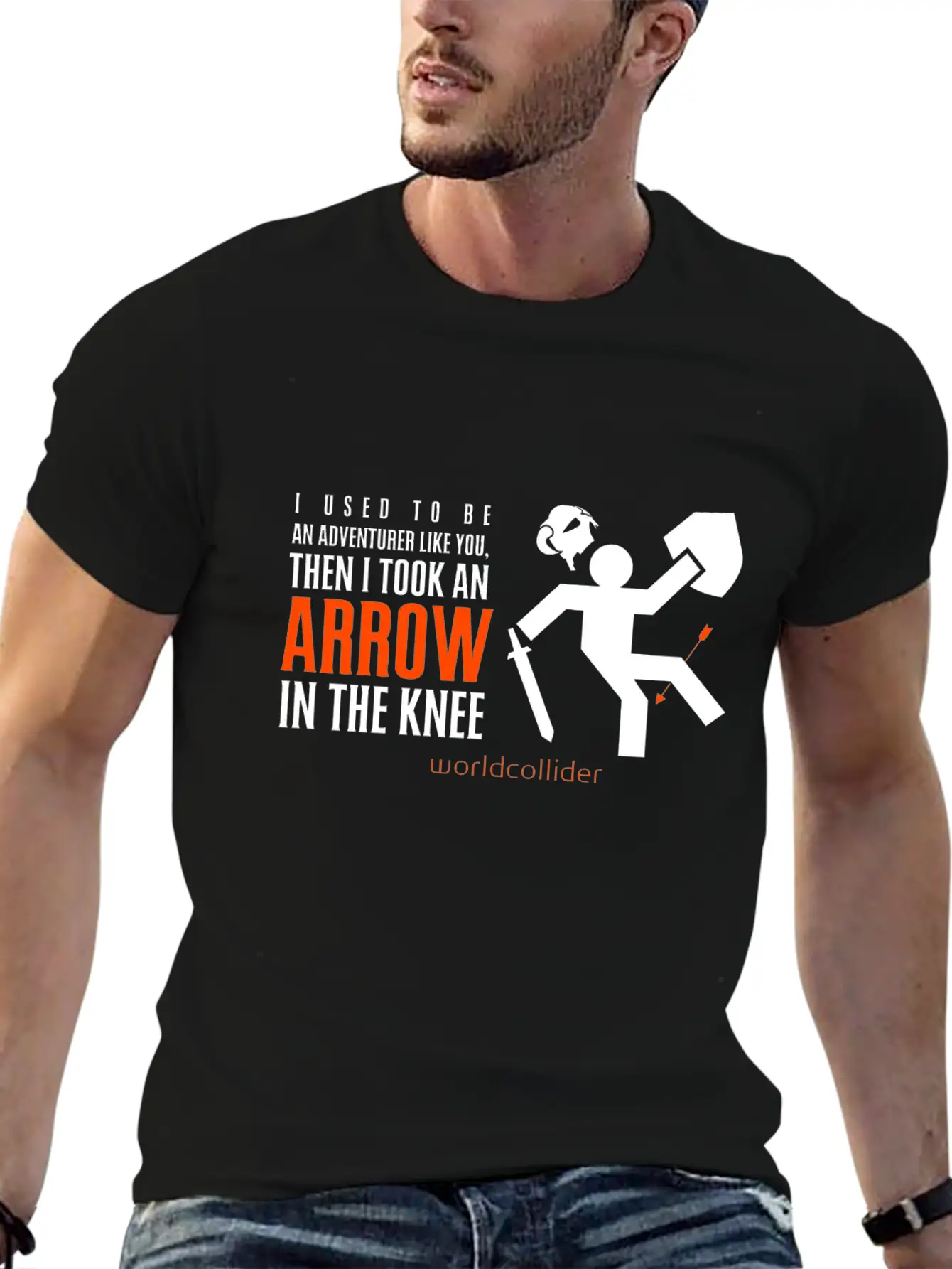 Arrow In The Knee Cartoon Amazing Style Art Basic Graphic T-Shirt ¨C Daily Comfort In Soft Cotton