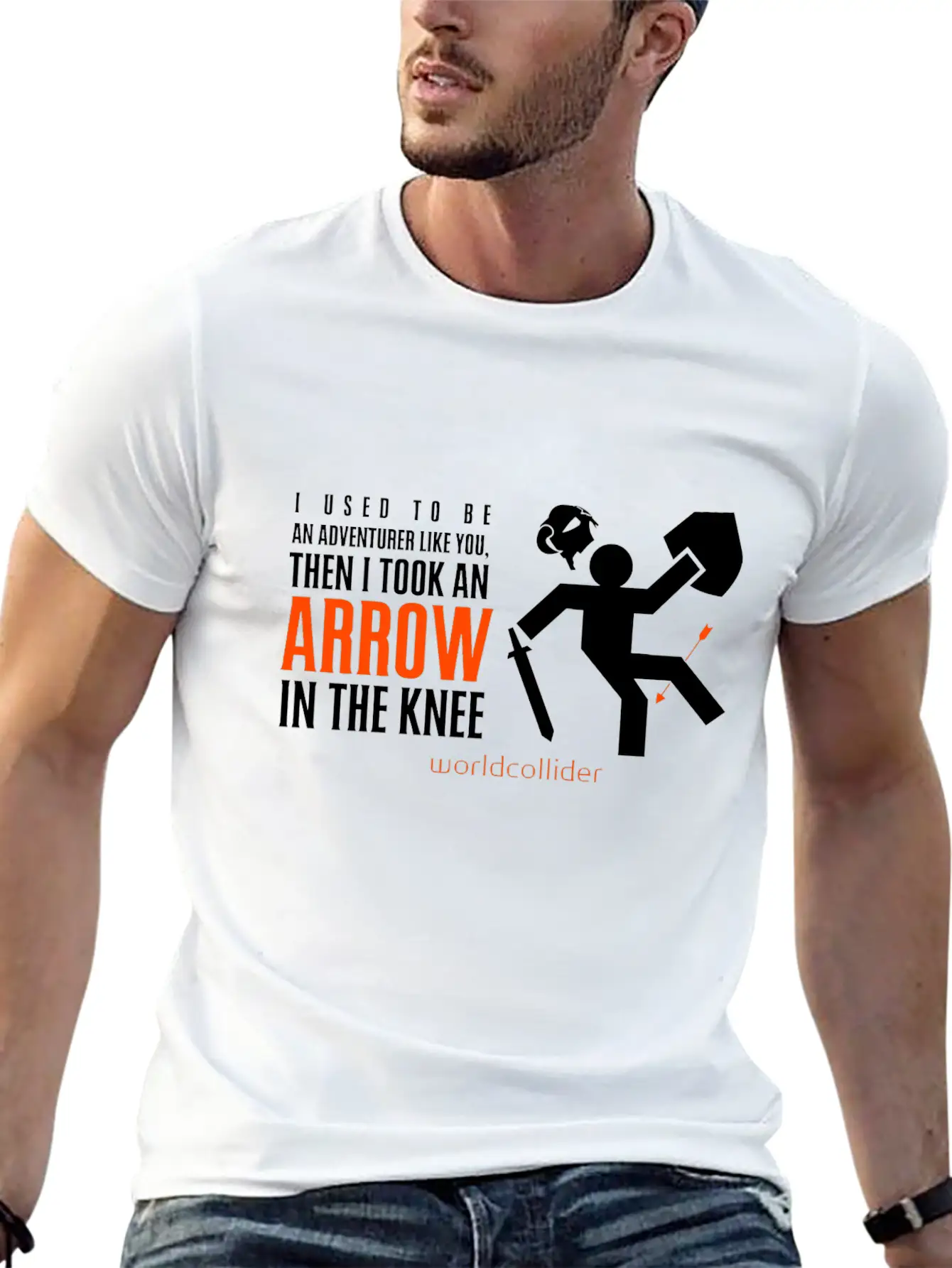 Arrow In The Knee Cartoon Amazing Style Art Basic Graphic T-Shirt ¨C Daily Comfort In Soft Cotton