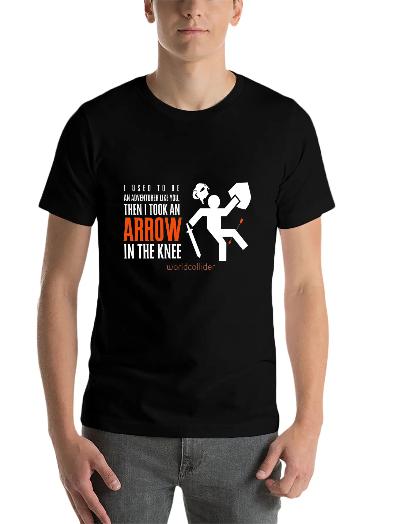 Arrow In The Knee Cartoon Amazing Style Art Basic Graphic T-Shirt ¨C Daily Comfort In Soft Cotton