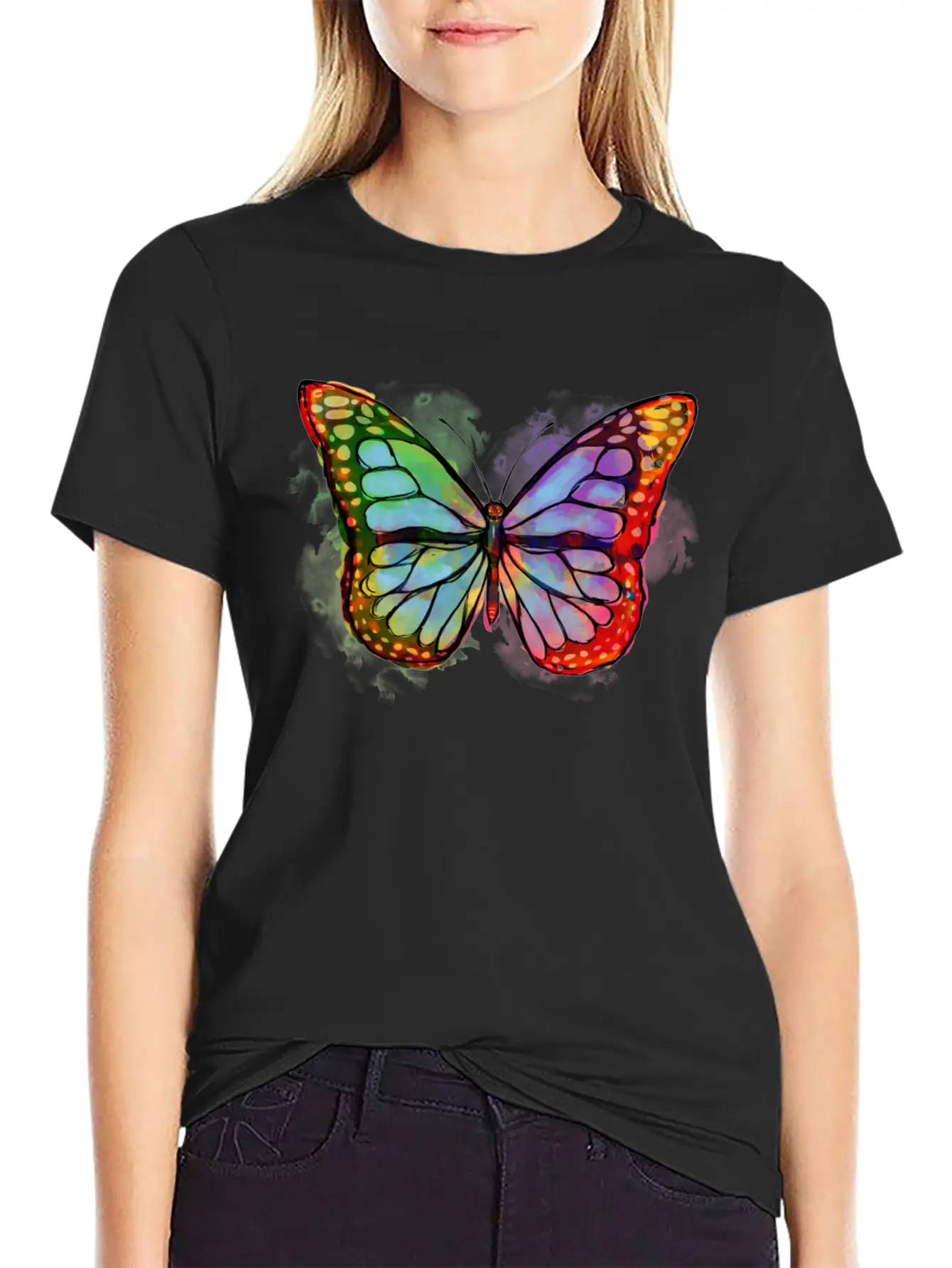 Art Academia Aesthetic Butterfly Watercolor Soft Cotton Short Sleeve Tee ¨C Unisex Wardrobe Staple