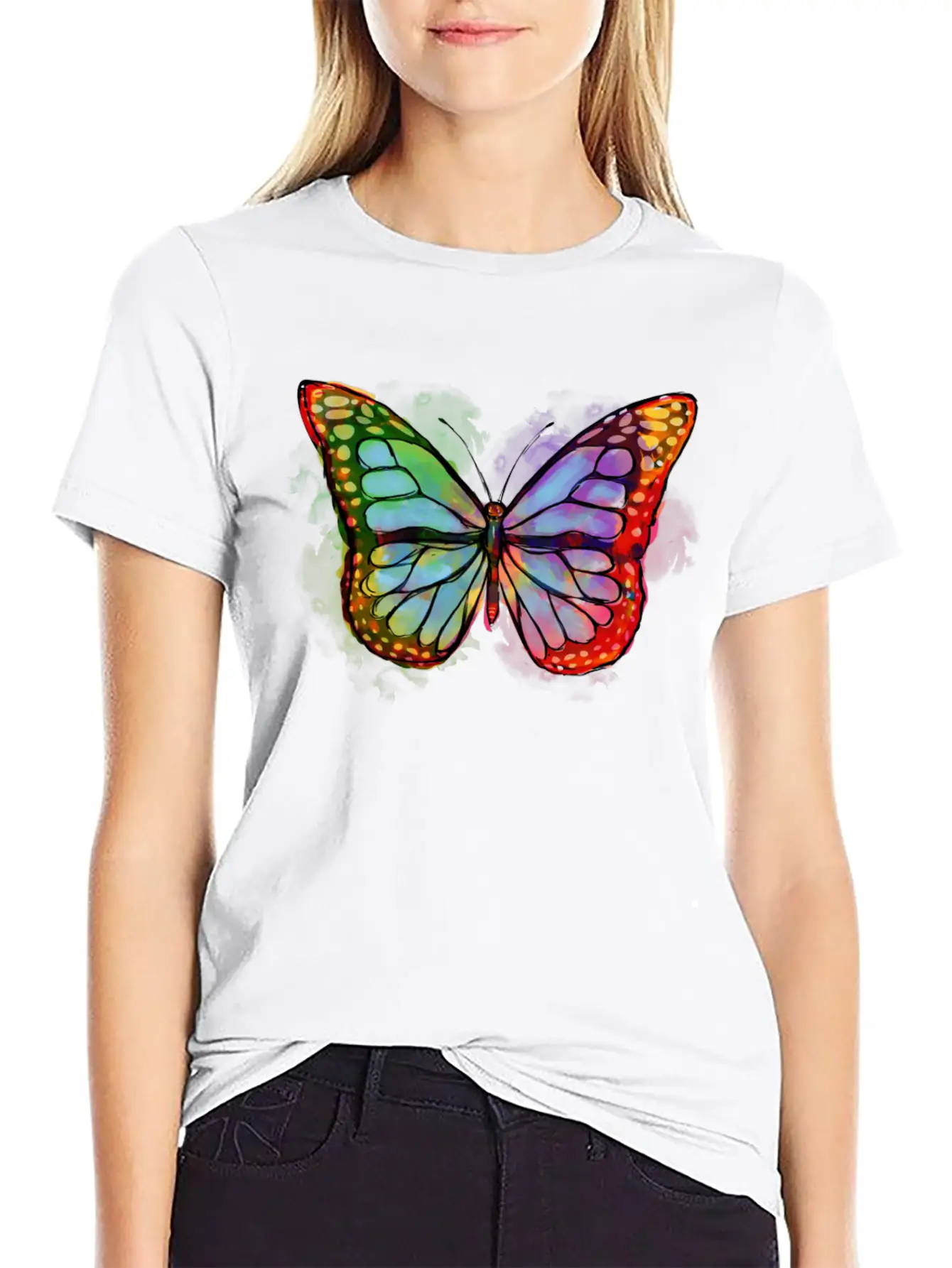 Art Academia Aesthetic Butterfly Watercolor Soft Cotton Short Sleeve Tee ¨C Unisex Wardrobe Staple