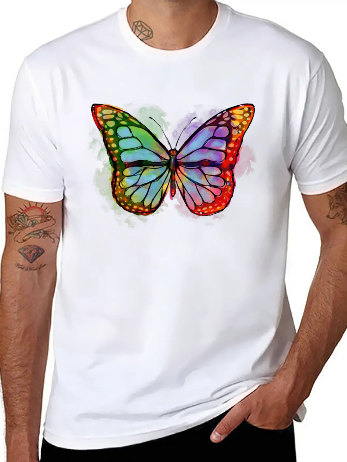 Art Academia Aesthetic Butterfly Watercolor Soft Cotton Short Sleeve Tee ¨C Unisex Wardrobe Staple